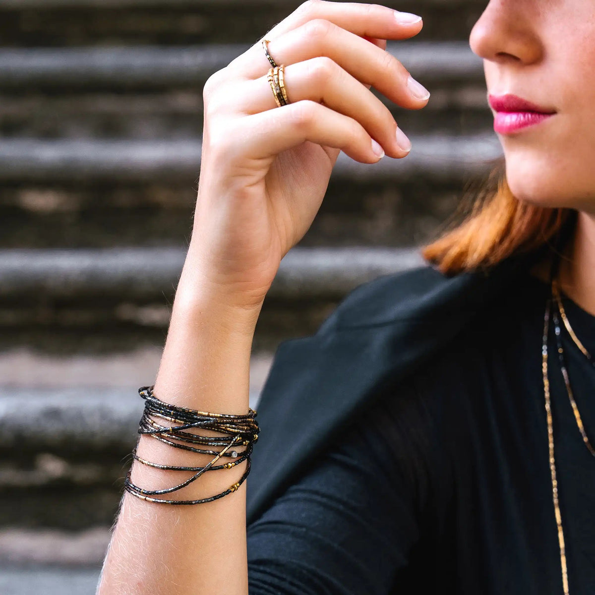 collier / bracelet ABBY 3 - Brun - Têtes Blondes