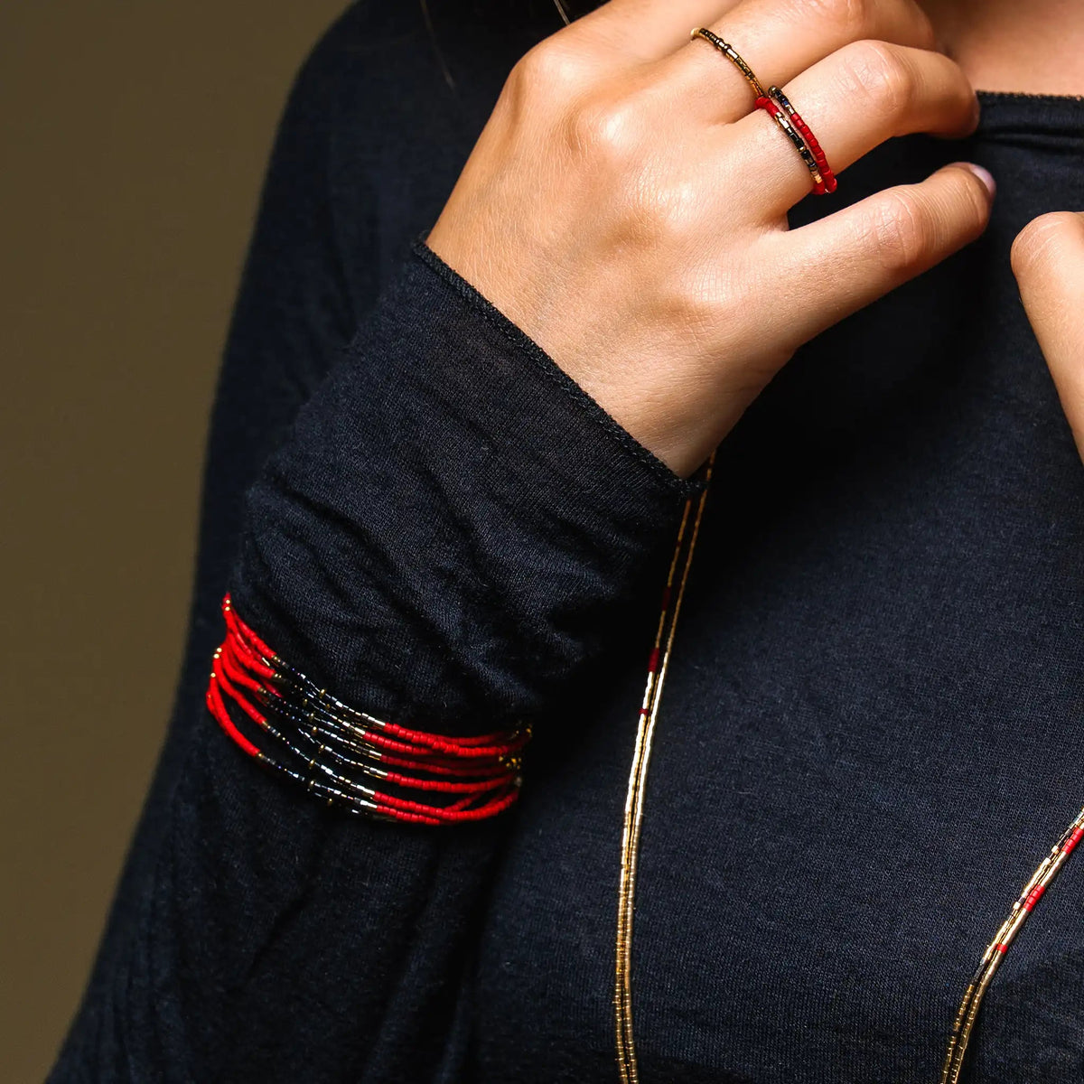 collier / bracelet ABBY 6 - Rouge - Têtes Blondes