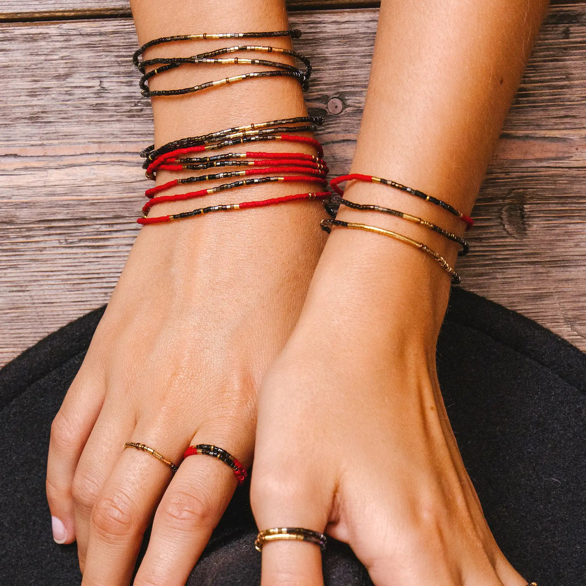 collier / bracelet ABBY 6 - Rouge - Têtes Blondes