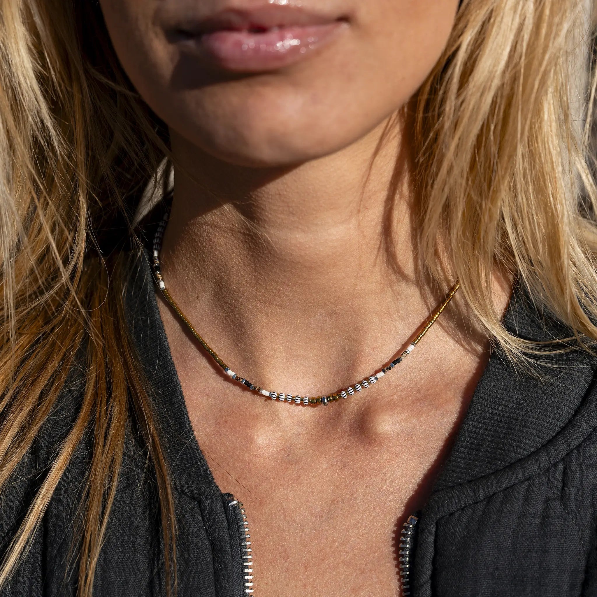 collier / bracelet ALICE - Hématite & Rocaille - Têtes Blondes