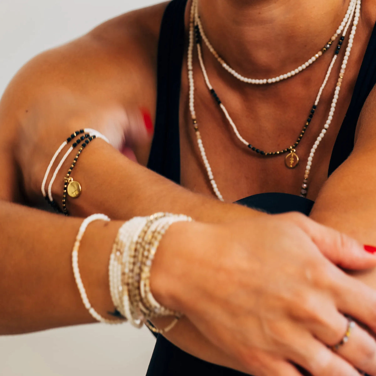 collier / bracelet ALIGNEMENT 3 - Vanille - Têtes Blondes