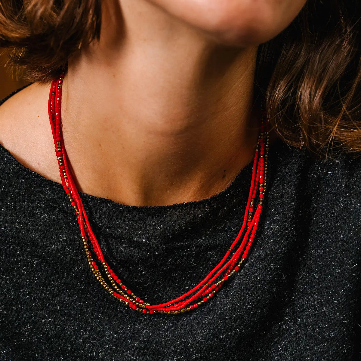 collier / bracelet ALINE 3 - Rouge - Têtes Blondes