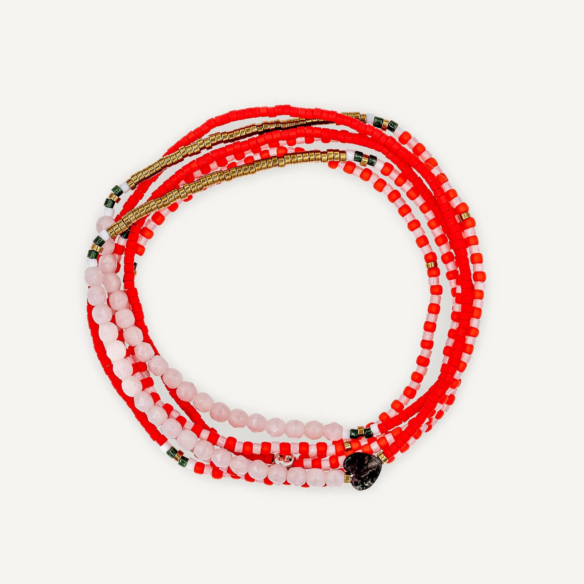 collier / bracelet AMOUR 6 - Rose & Rouge - Têtes Blondes