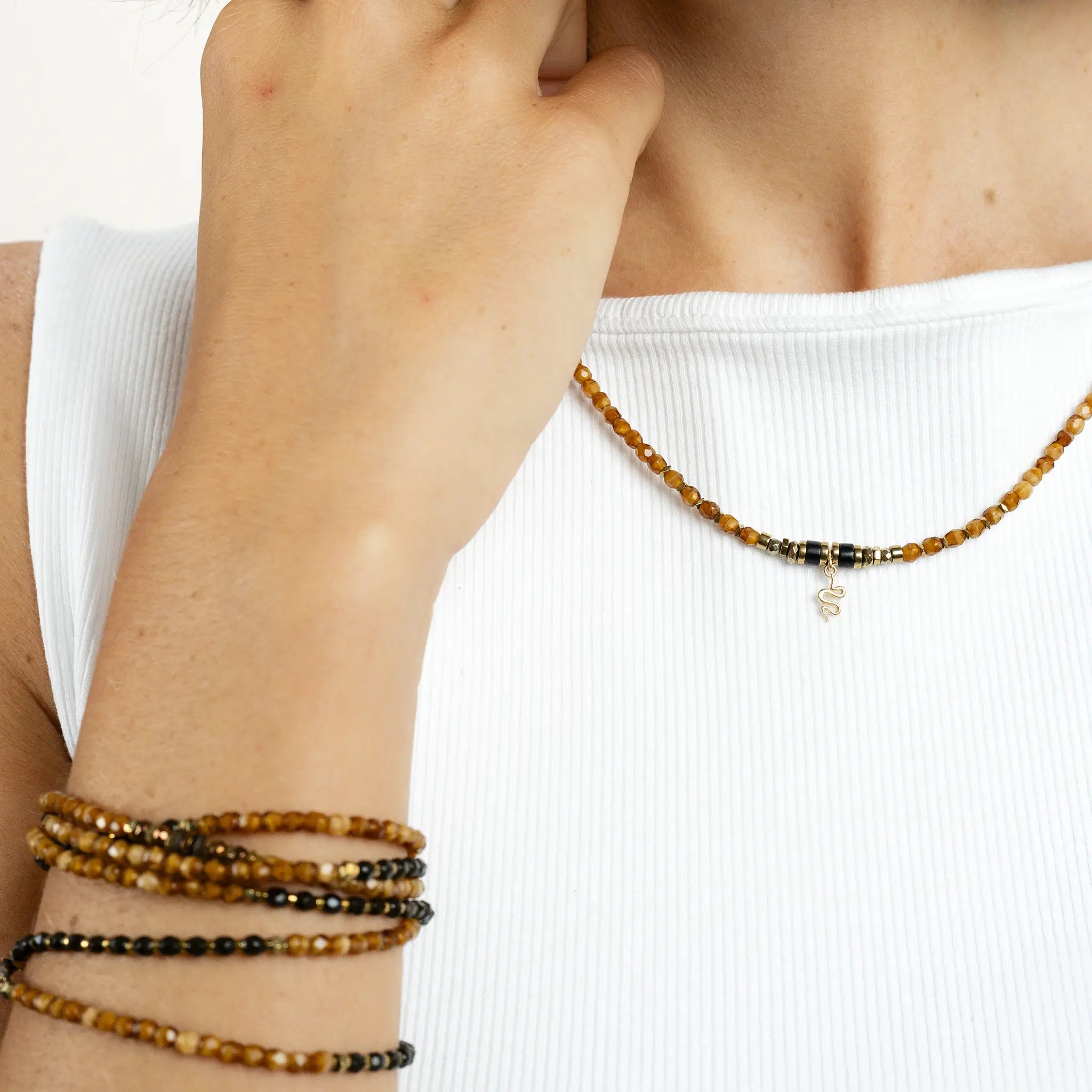 collier / bracelet ANA - Caramel - Têtes Blondes