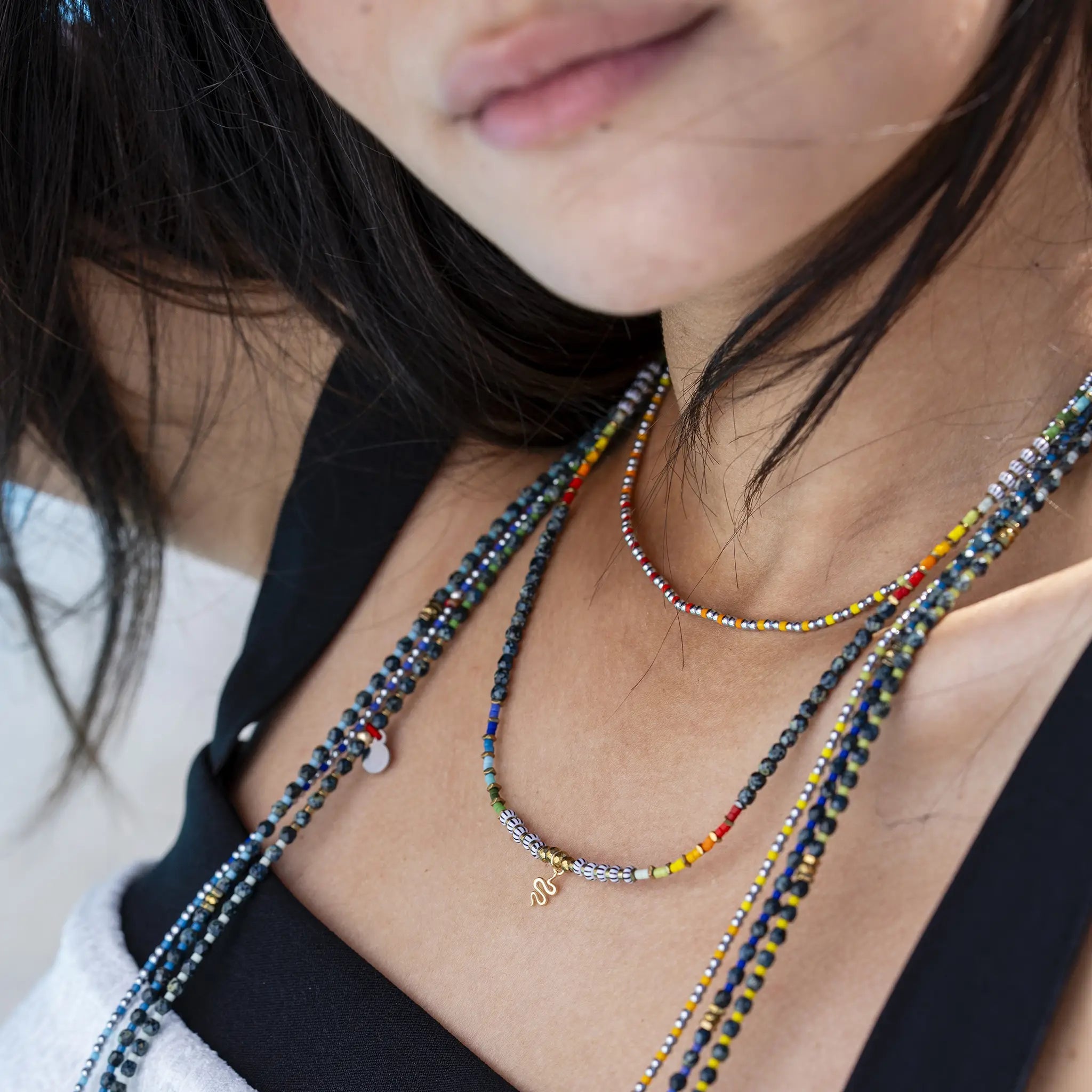 collier / bracelet ANA - Noir Rock Rainbow - Têtes Blondes