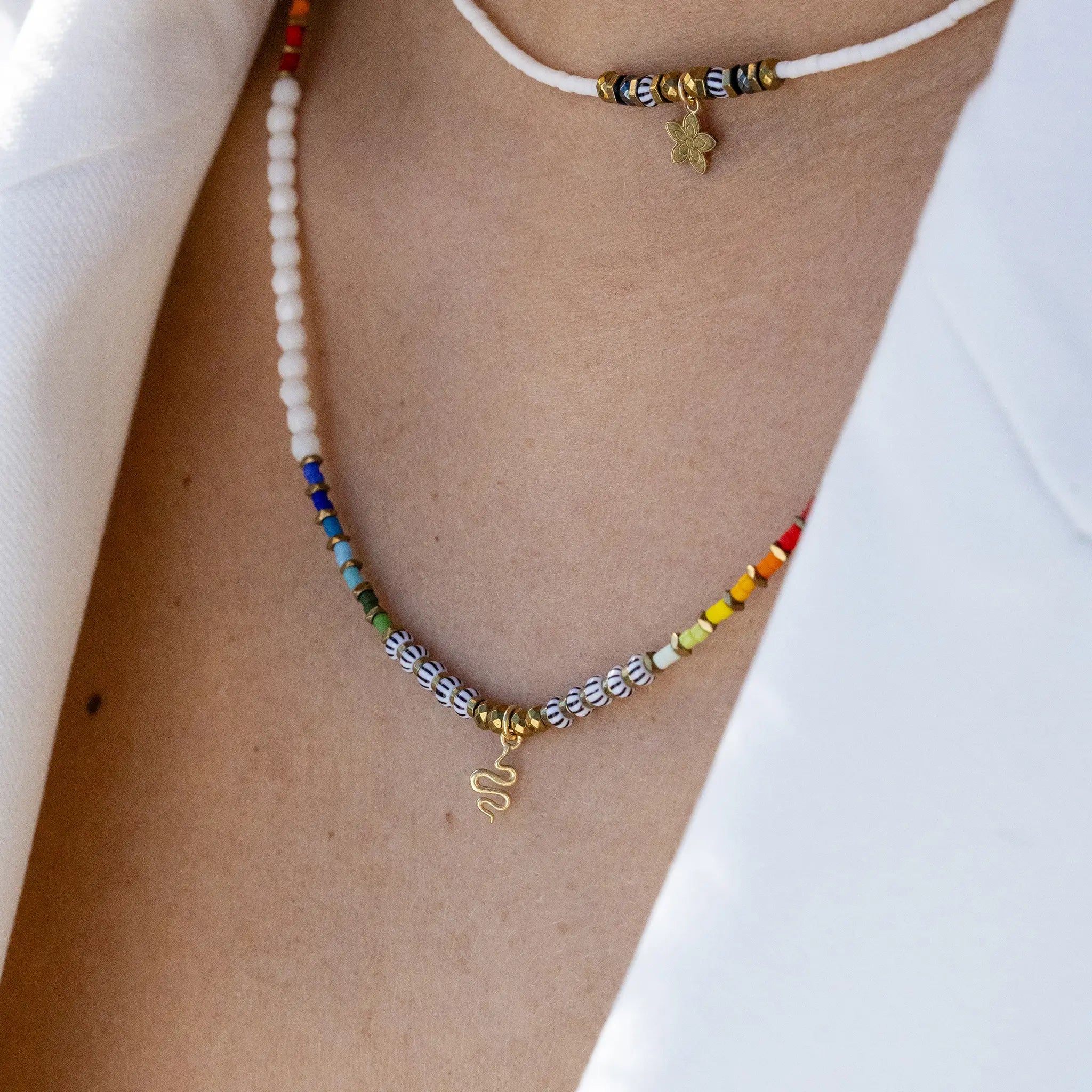 collier / bracelet ANA - Vanille Rainbow - Têtes Blondes