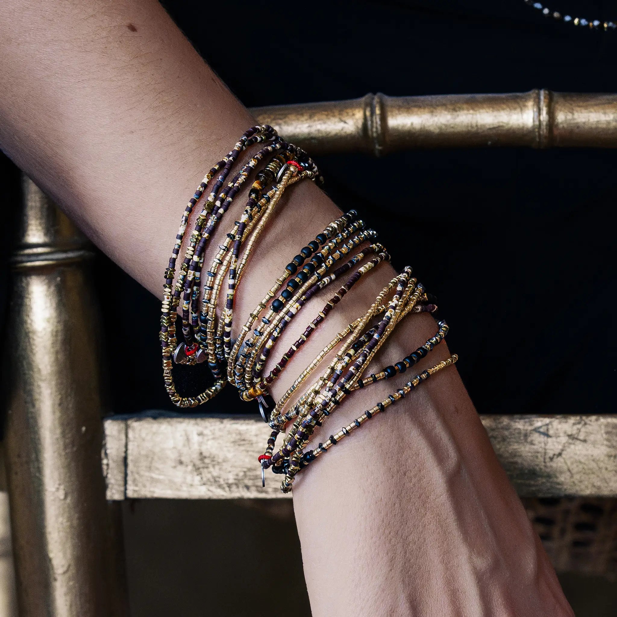 collier / bracelet ANDY Gold 6 - Black - Têtes Blondes