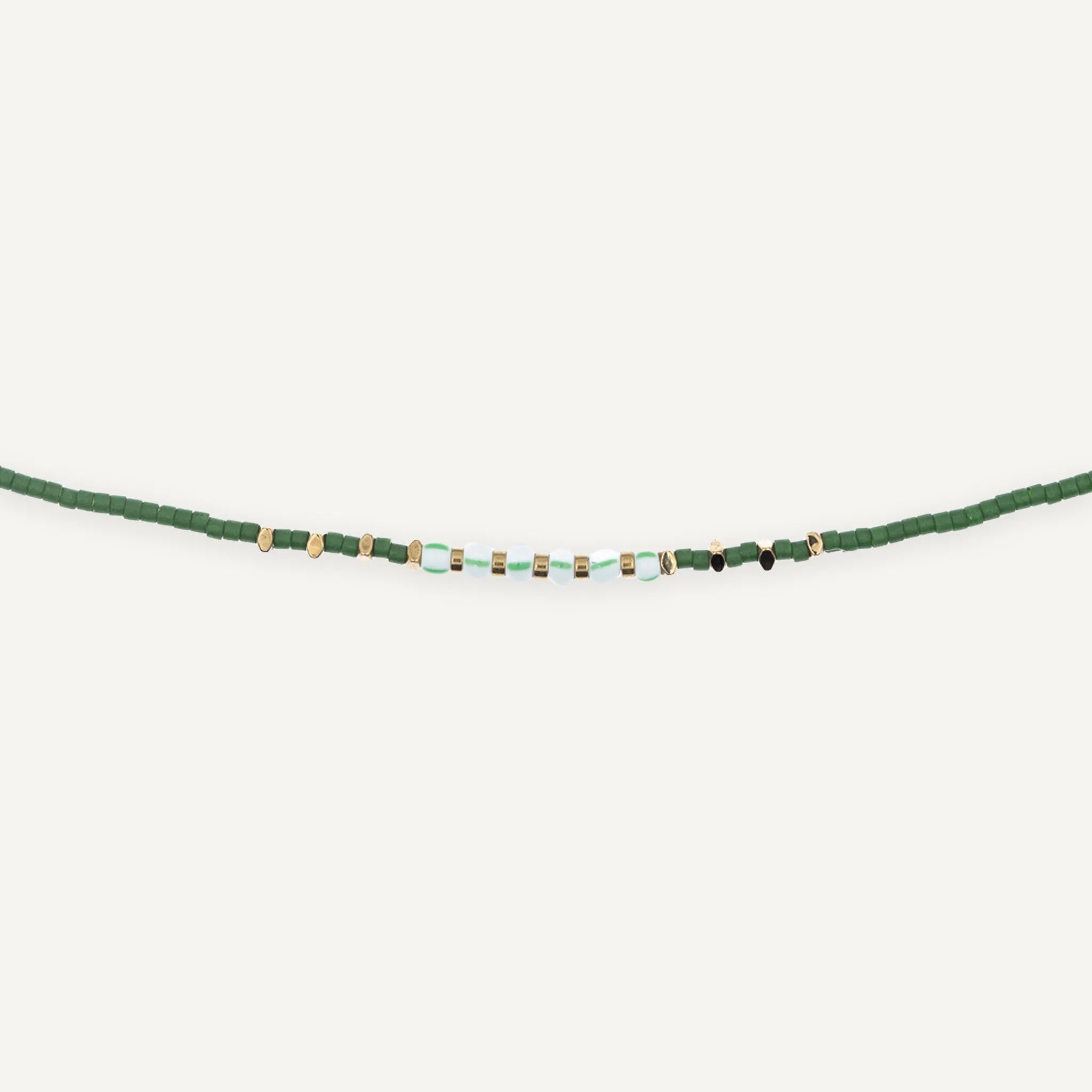 collier / bracelet ANDY - Vert Mat - Têtes Blondes