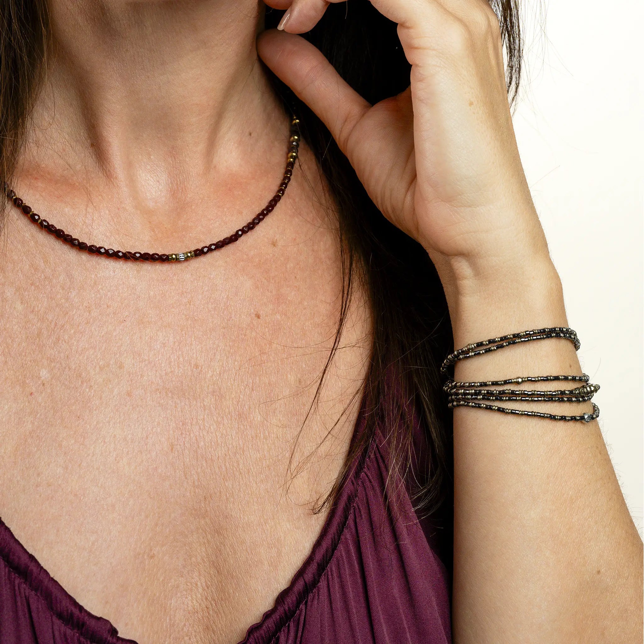 collier / bracelet AURA - Black Metal - Têtes Blondes