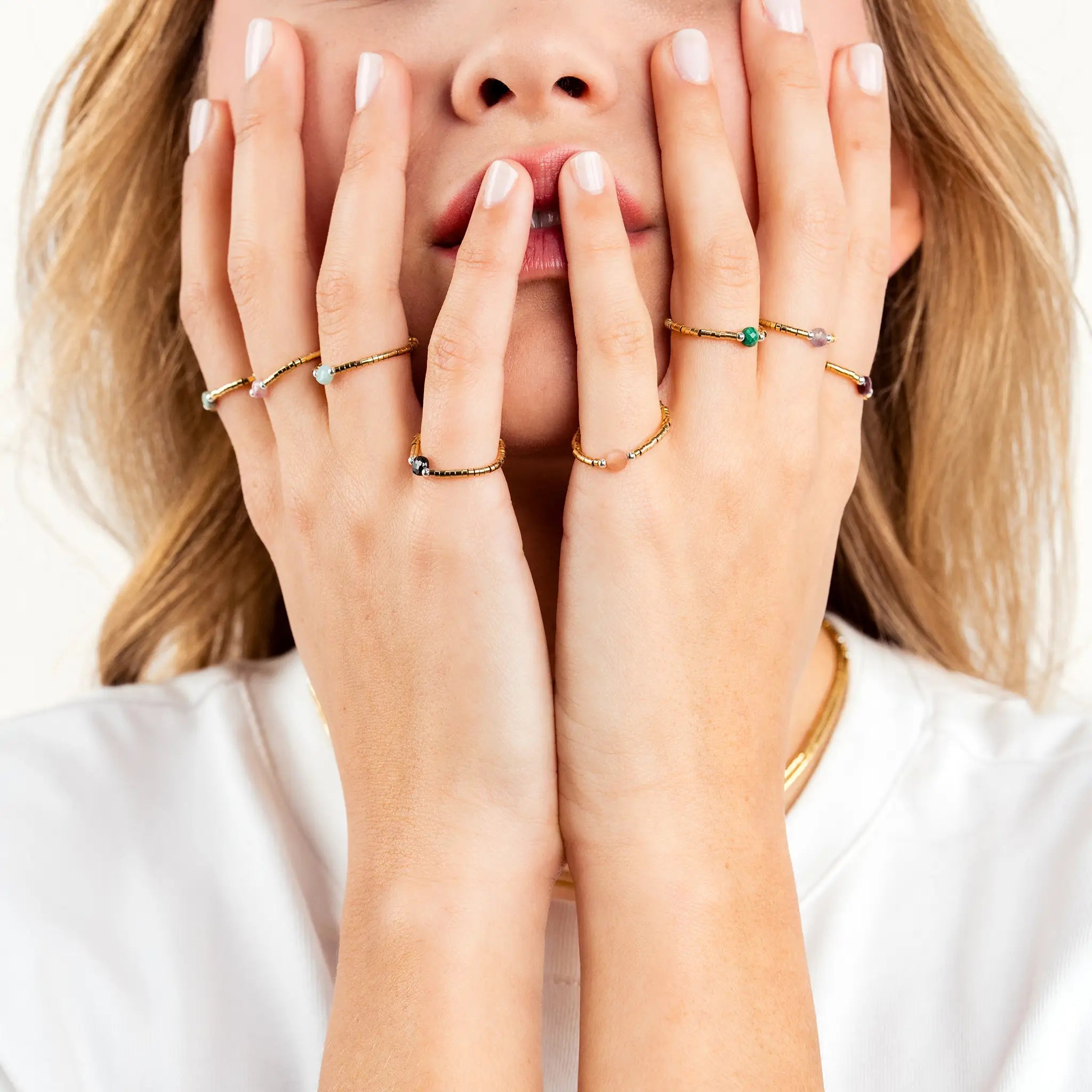 collier / bracelet BAGUE AVA - Amazonite - Têtes Blondes