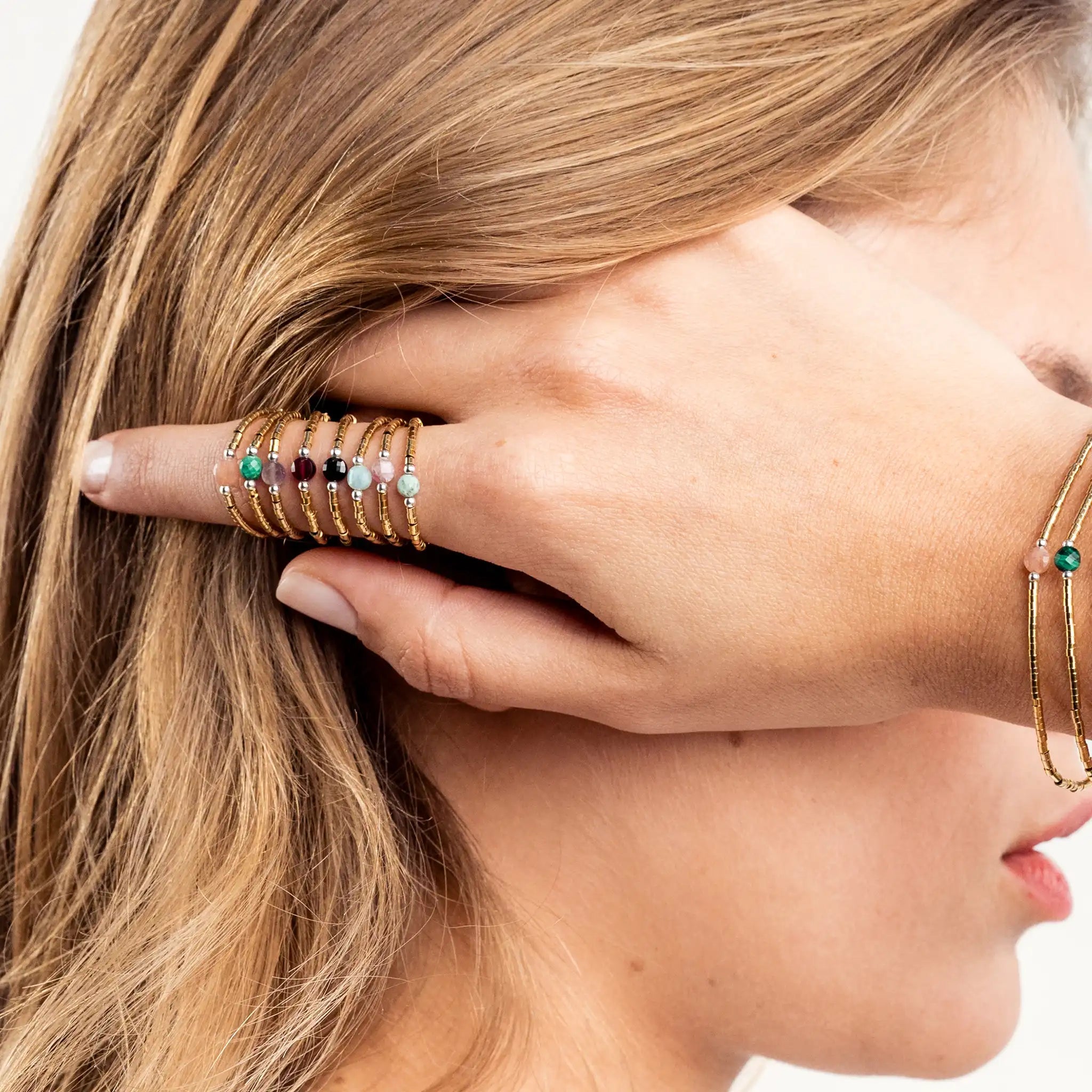 collier / bracelet BAGUE AVA - Turquoise d’Afrique - Têtes Blondes