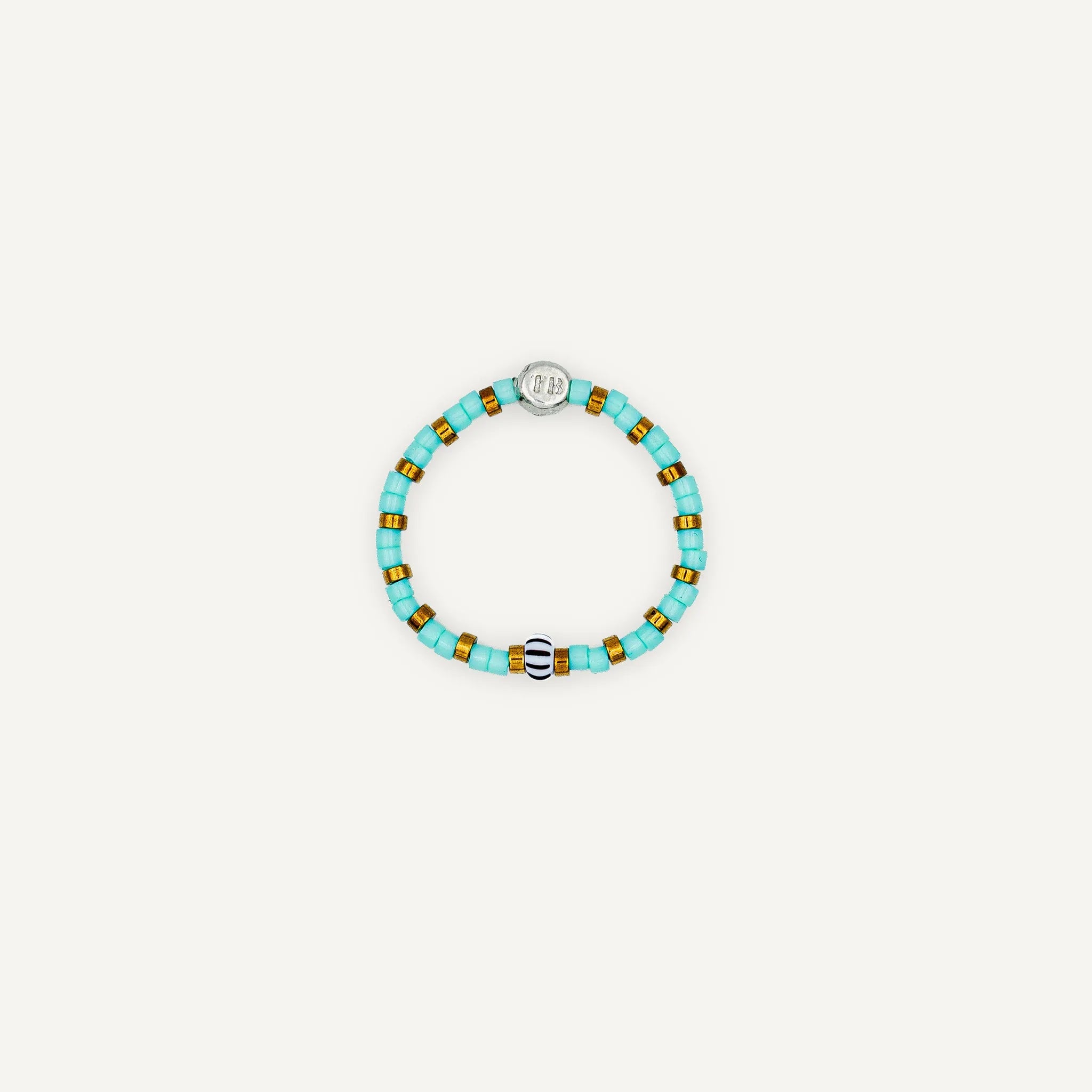 collier / bracelet Bague Heishi - Bleu Cyan - Têtes Blondes