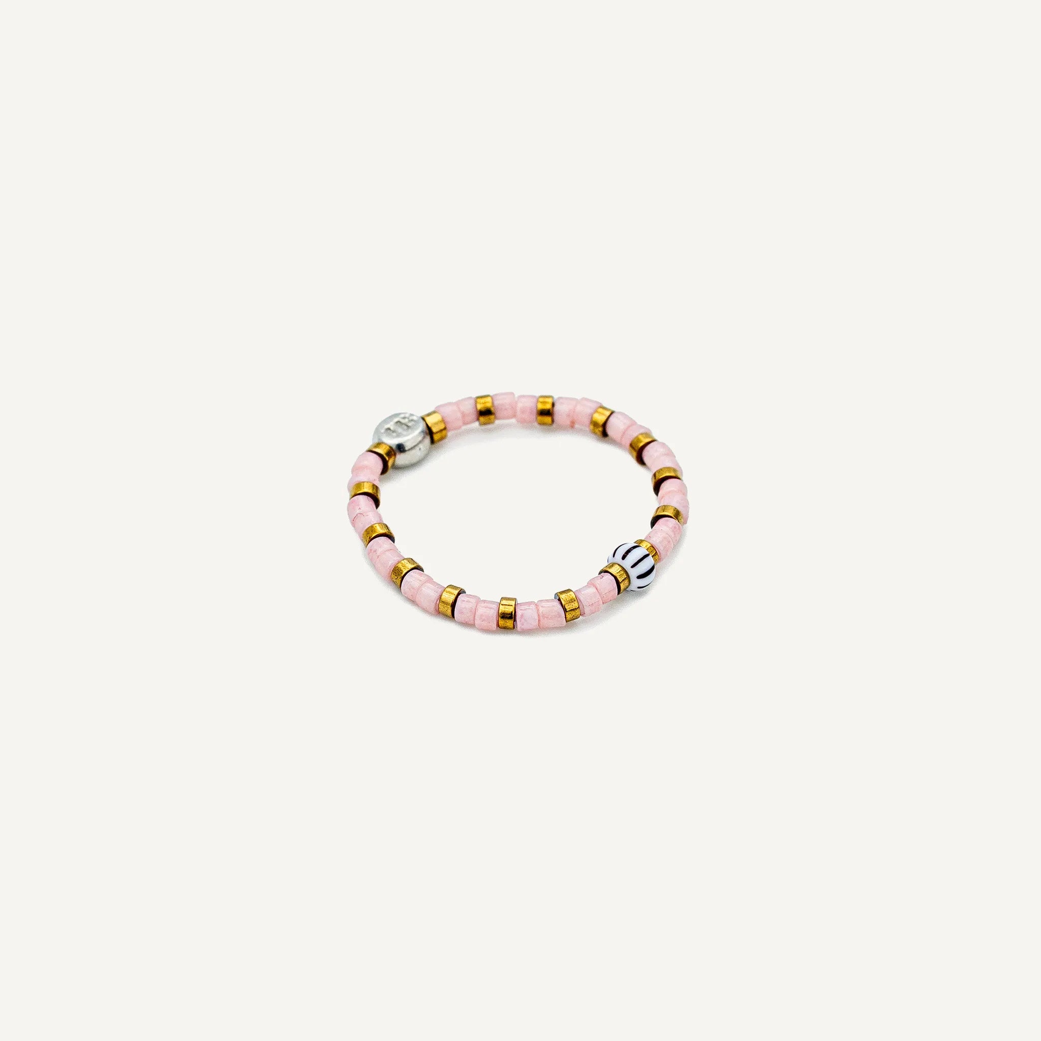 collier / bracelet Bague Heishi - Rose - Têtes Blondes