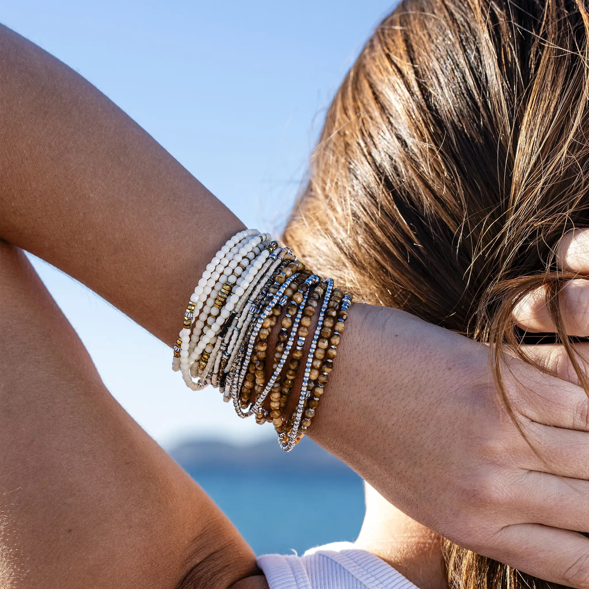 collier / bracelet BLISS SILVER 6 - Vanille - Têtes Blondes