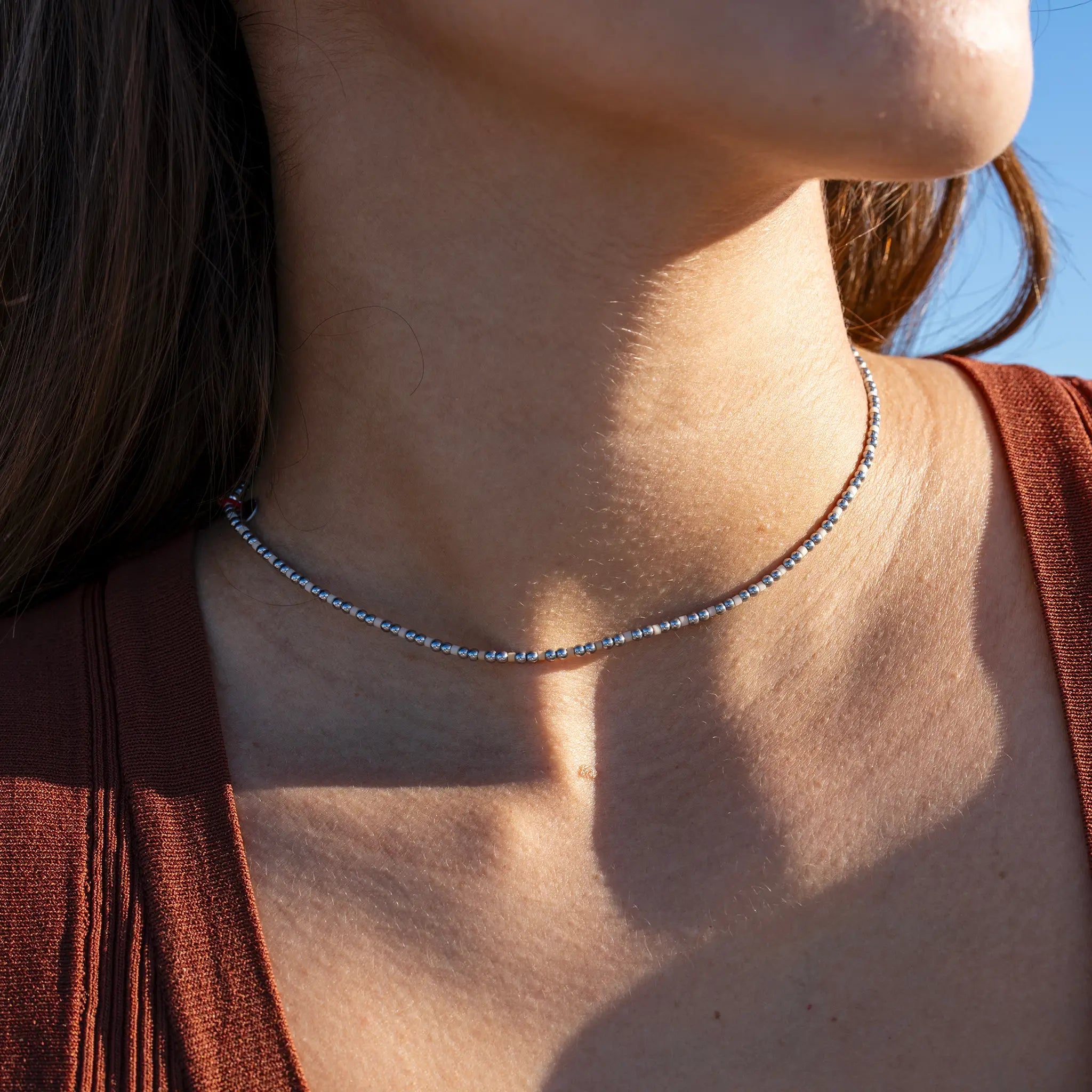 collier / bracelet BLISS SILVER - Vanille - Têtes Blondes