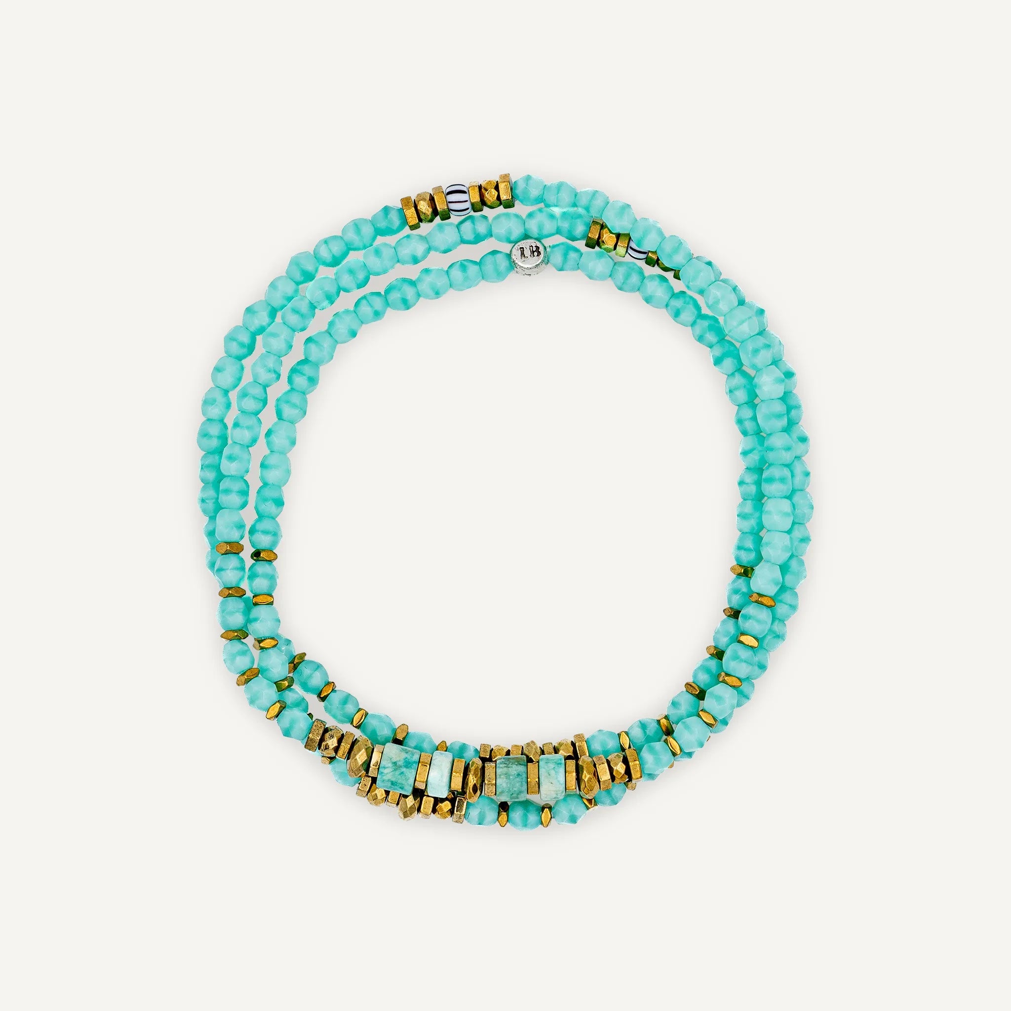 collier / bracelet BLONDIE 3 - Bleu Cyan - Têtes Blondes