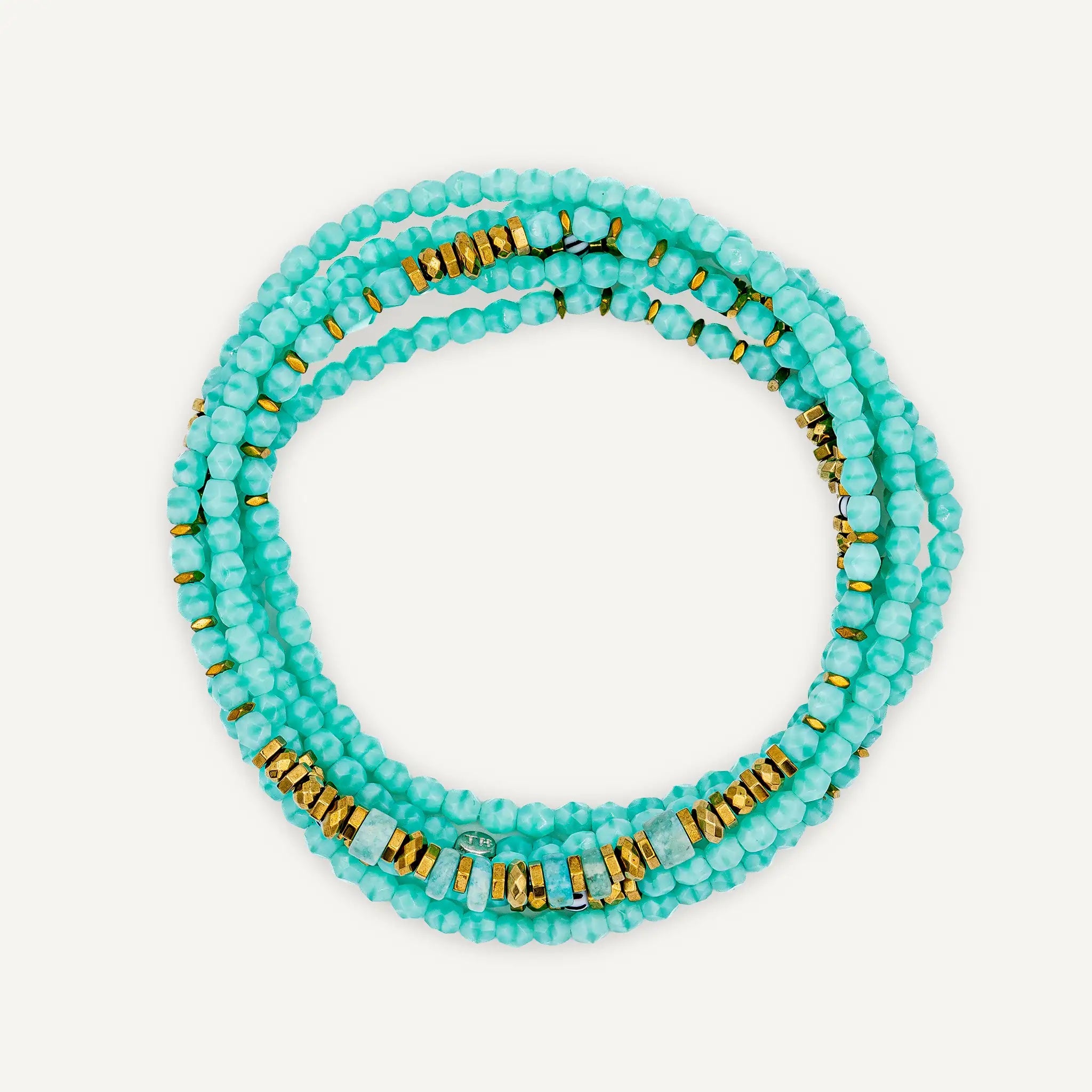 collier / bracelet BLONDIE 6 - Bleu Cyan - Têtes Blondes