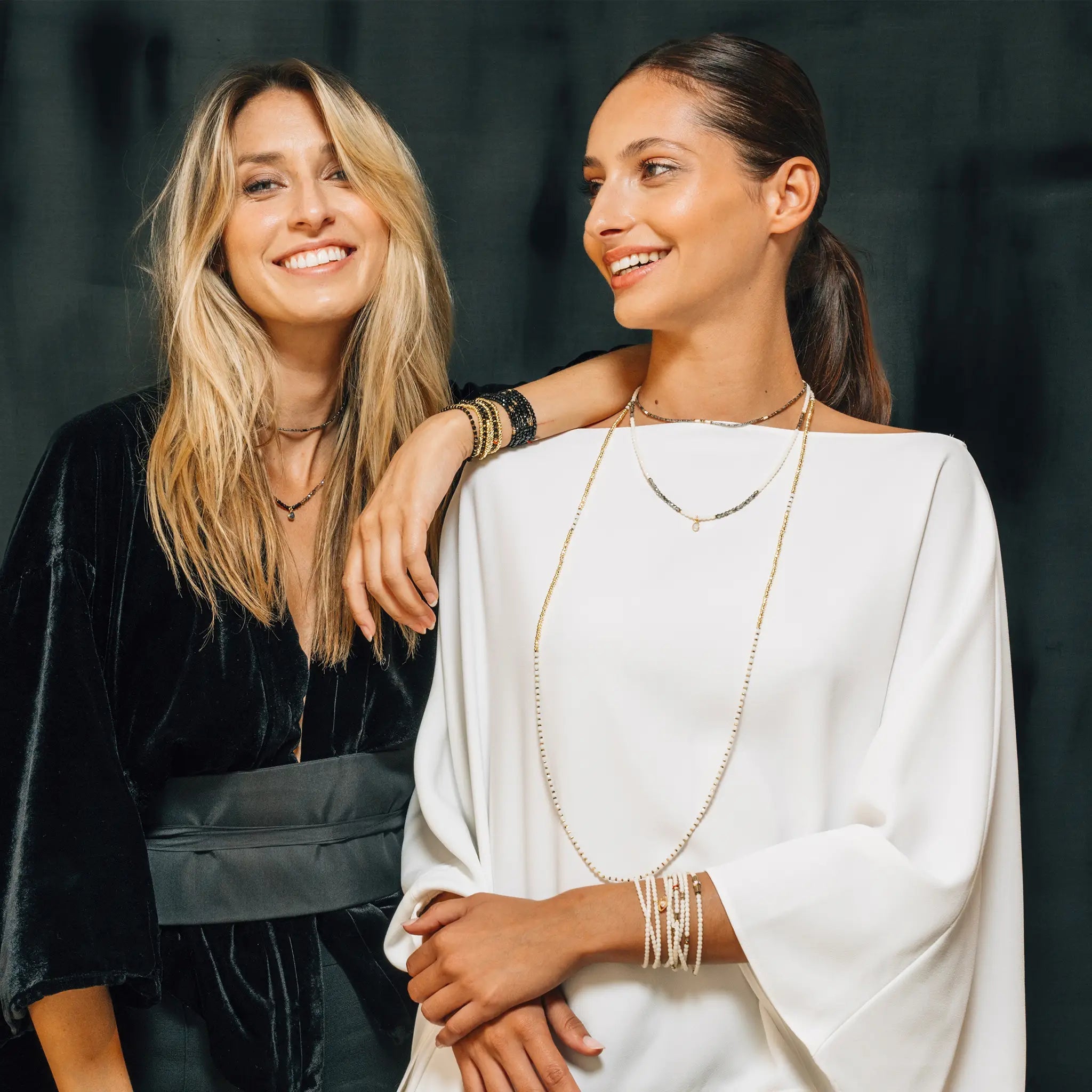 collier / bracelet CAROLINE Gold Noir - Têtes Blondes