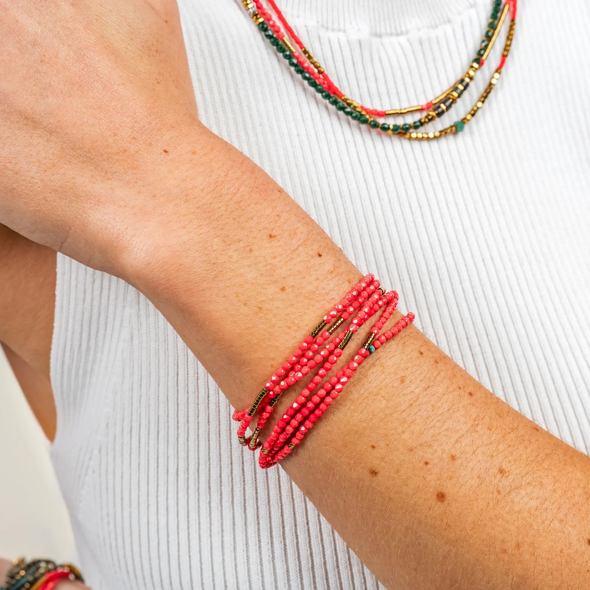 collier / bracelet COLETTE 6 - Rouge - Têtes Blondes