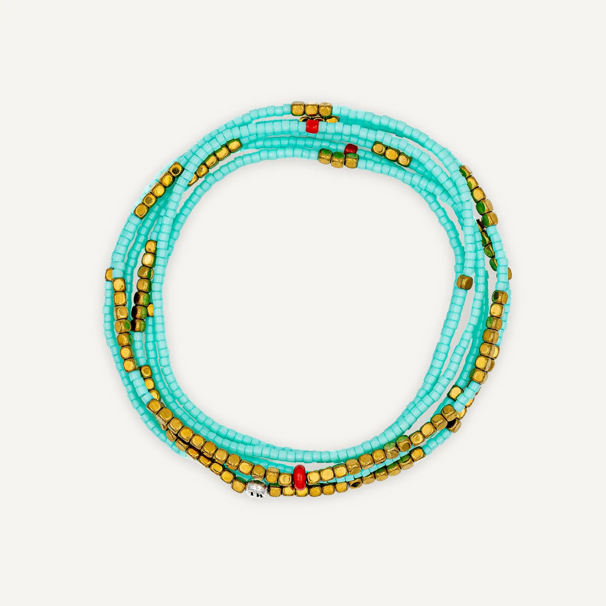 collier / bracelet COLETTE SLIM 6 - Bleu Cyan - Têtes Blondes