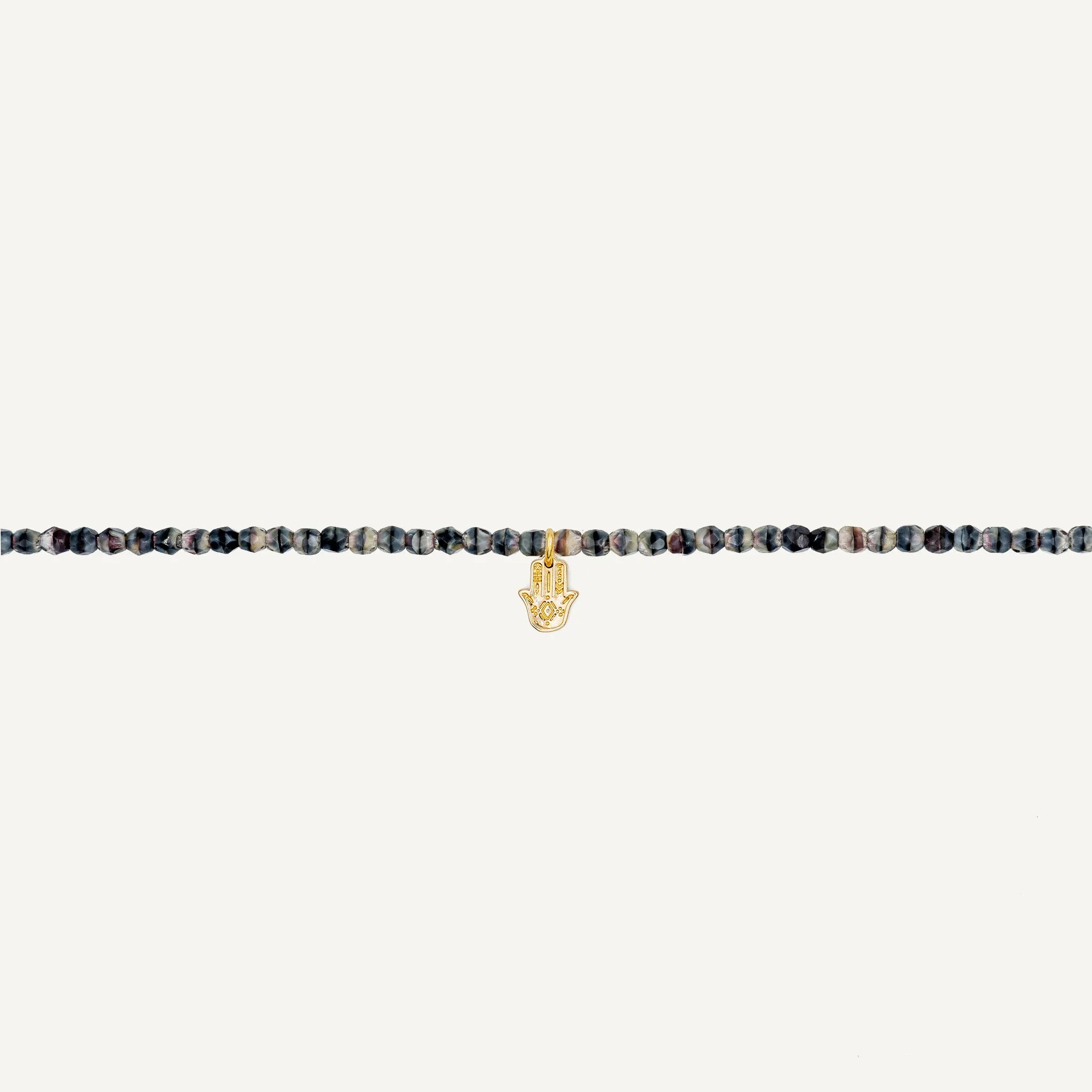 collier / bracelet Collier - Bracelet Gris Marbré - Têtes Blondes