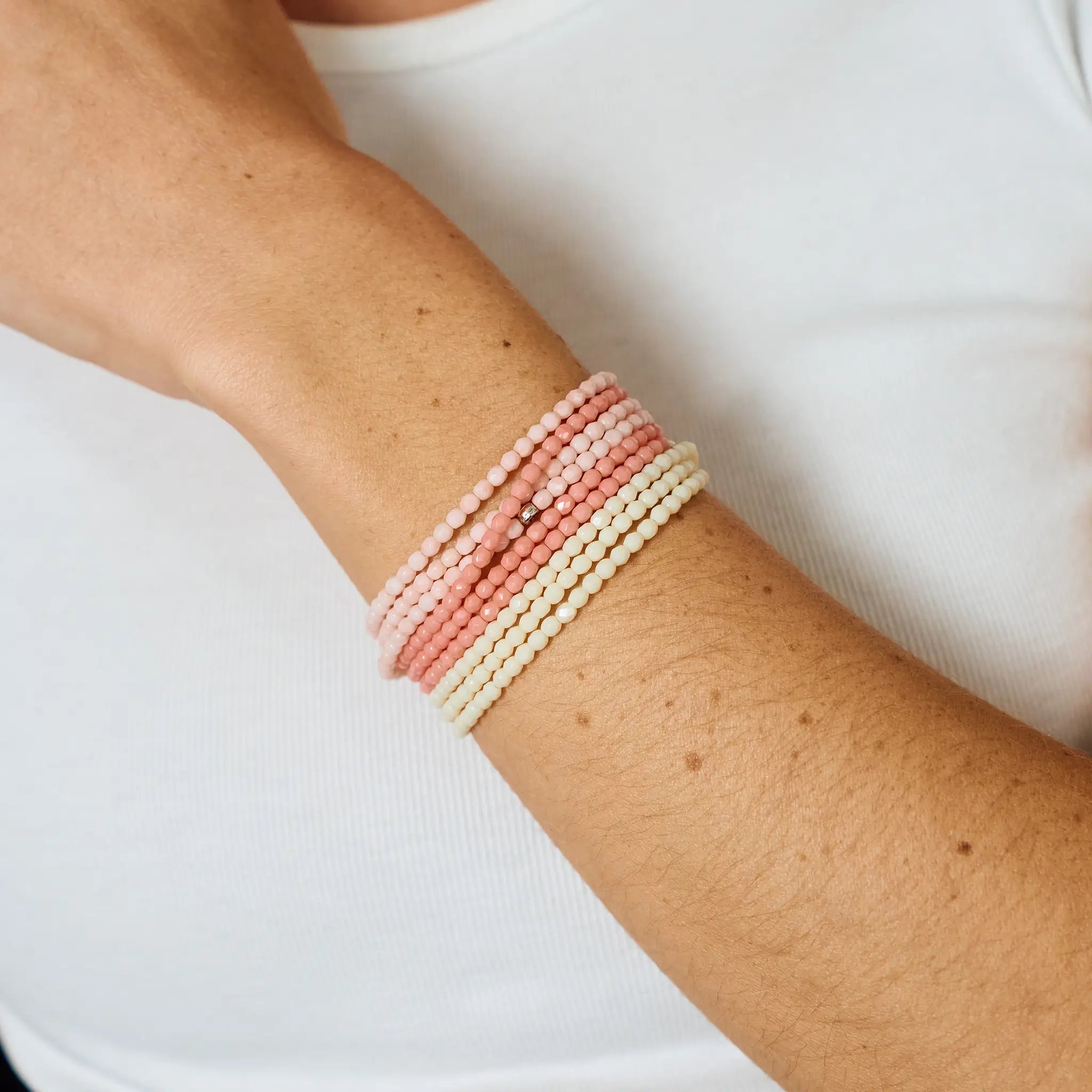 collier / bracelet Collier - Bracelet Rose Poudré - Têtes Blondes