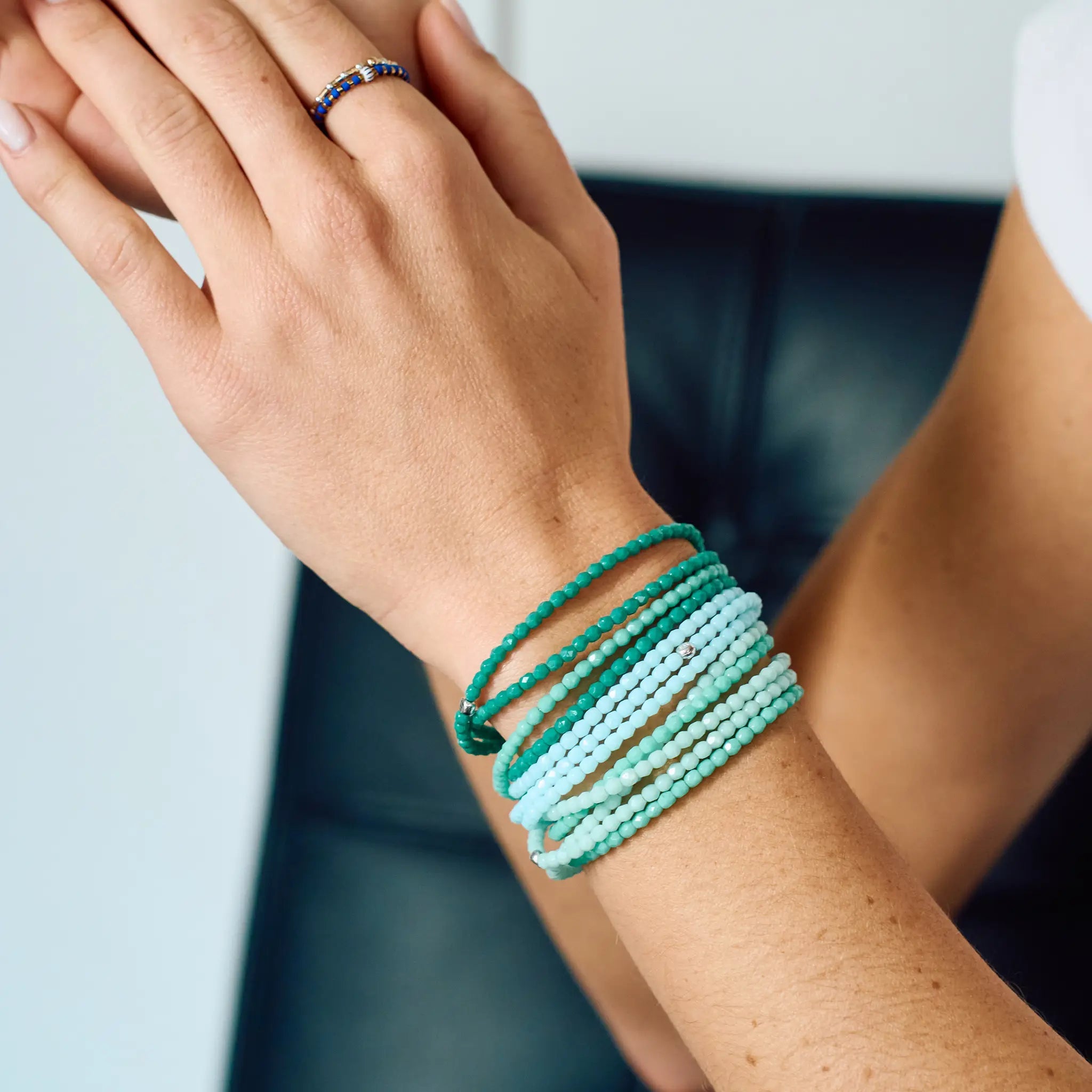 collier / bracelet Collier - Bracelet Turquoise - Têtes Blondes