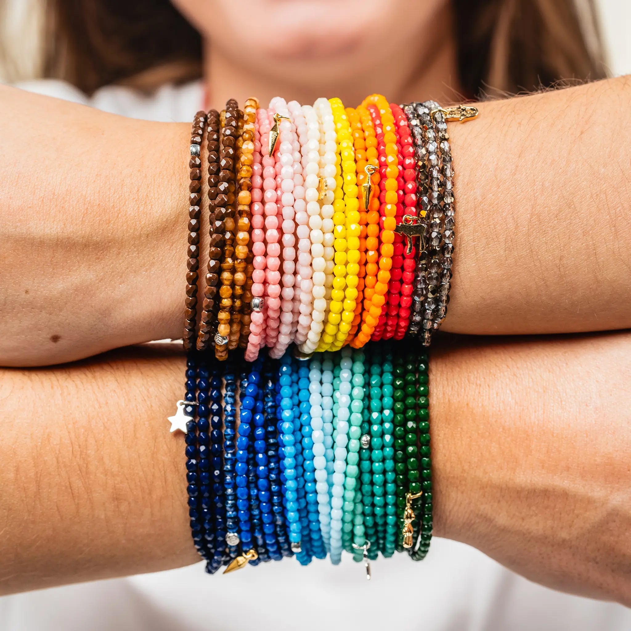 collier / bracelet Collier - Bracelet Vert Olive - Têtes Blondes