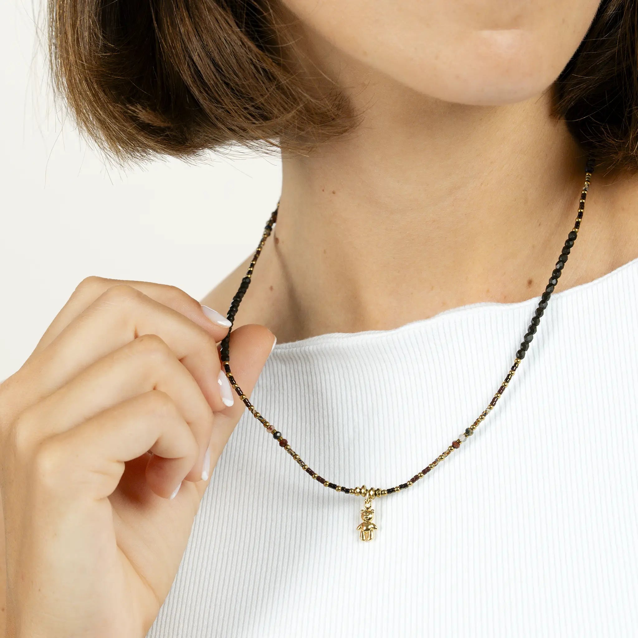 collier / bracelet DOUDOU DEDE - Cacao - Têtes Blondes