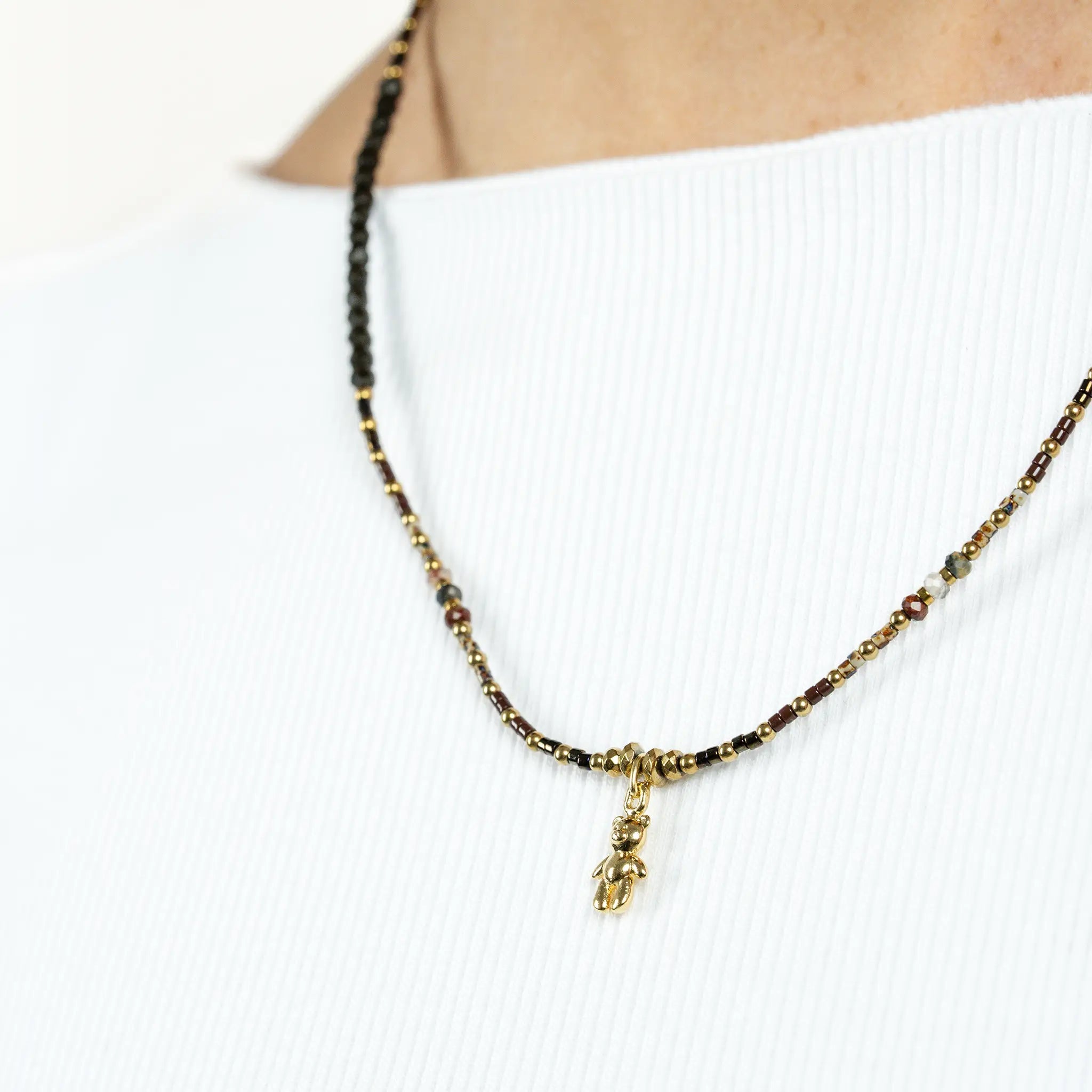 collier / bracelet DOUDOU DEDE - Cacao - Têtes Blondes