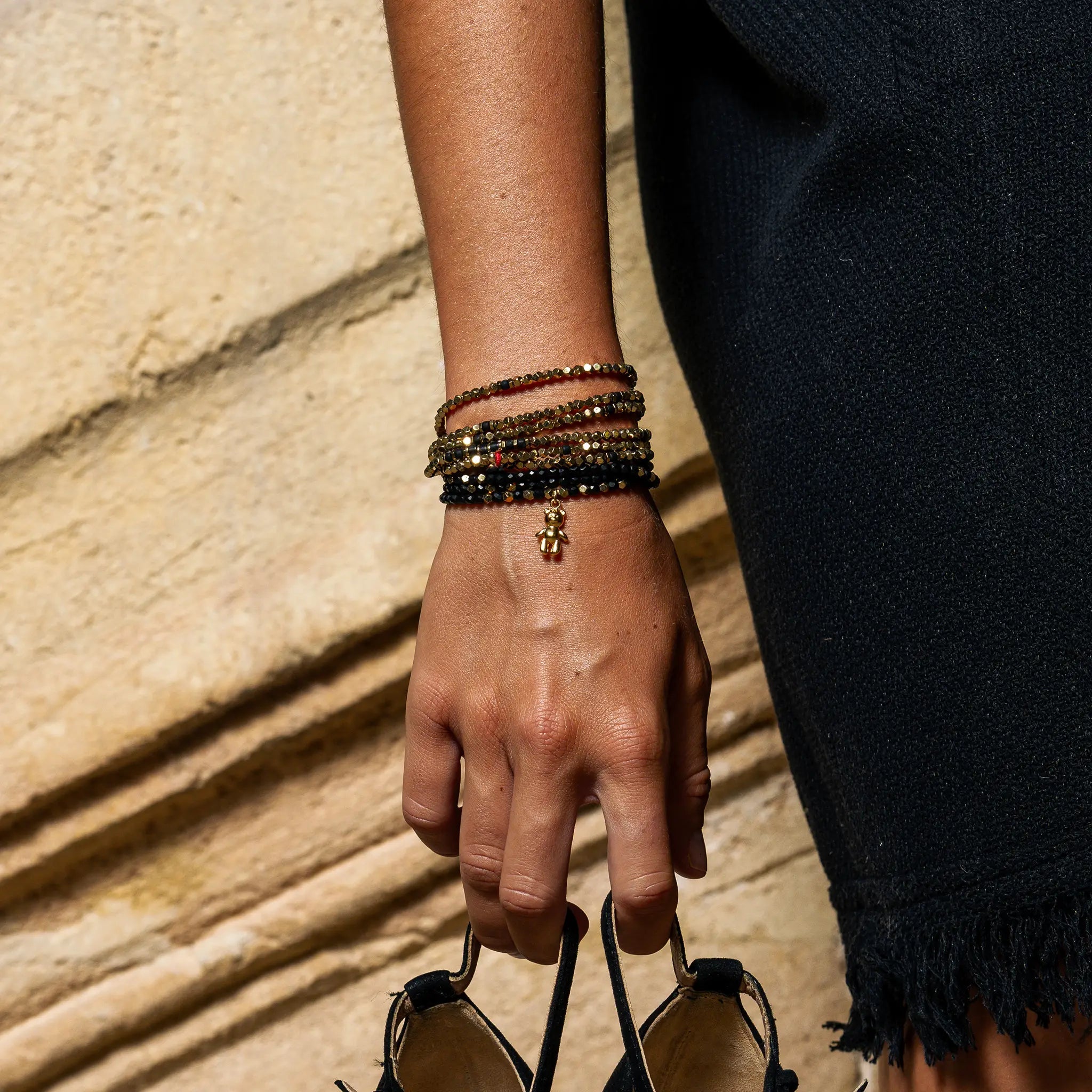 collier / bracelet DOUDOU DEDE - Noir Mat - Têtes Blondes