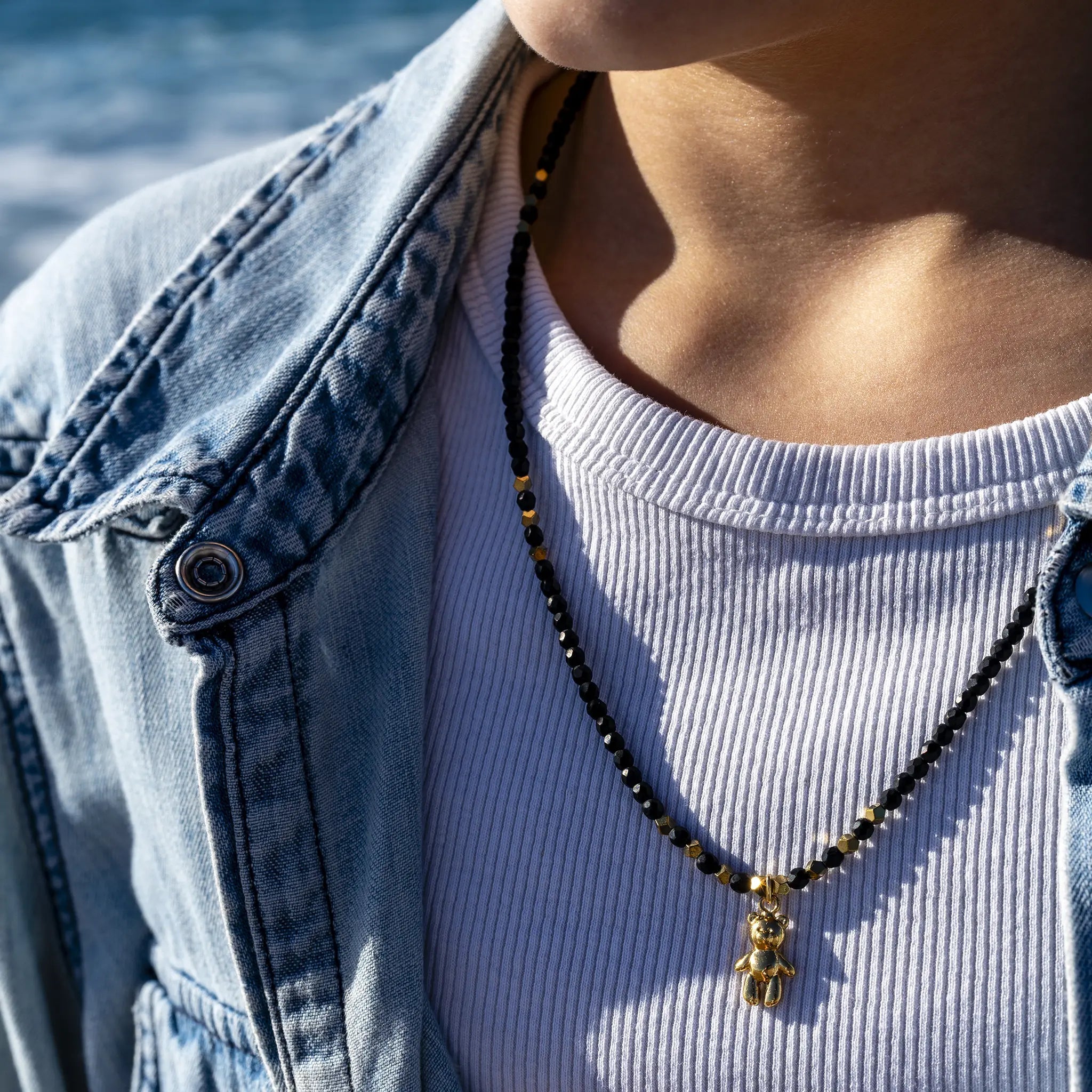 collier / bracelet DOUDOU DEDE - Noir Mat - Têtes Blondes