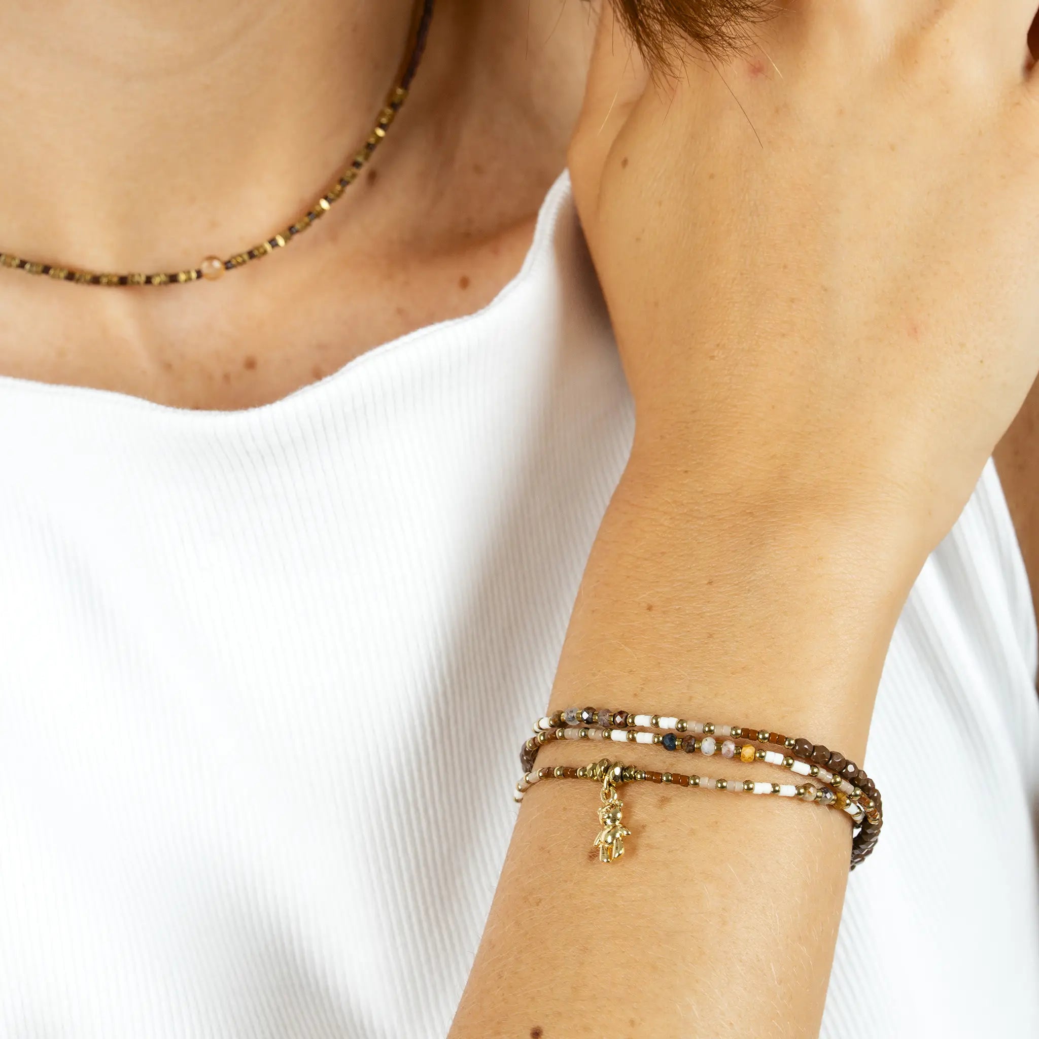 collier / bracelet DOUDOU DEDE - Noisette - Têtes Blondes