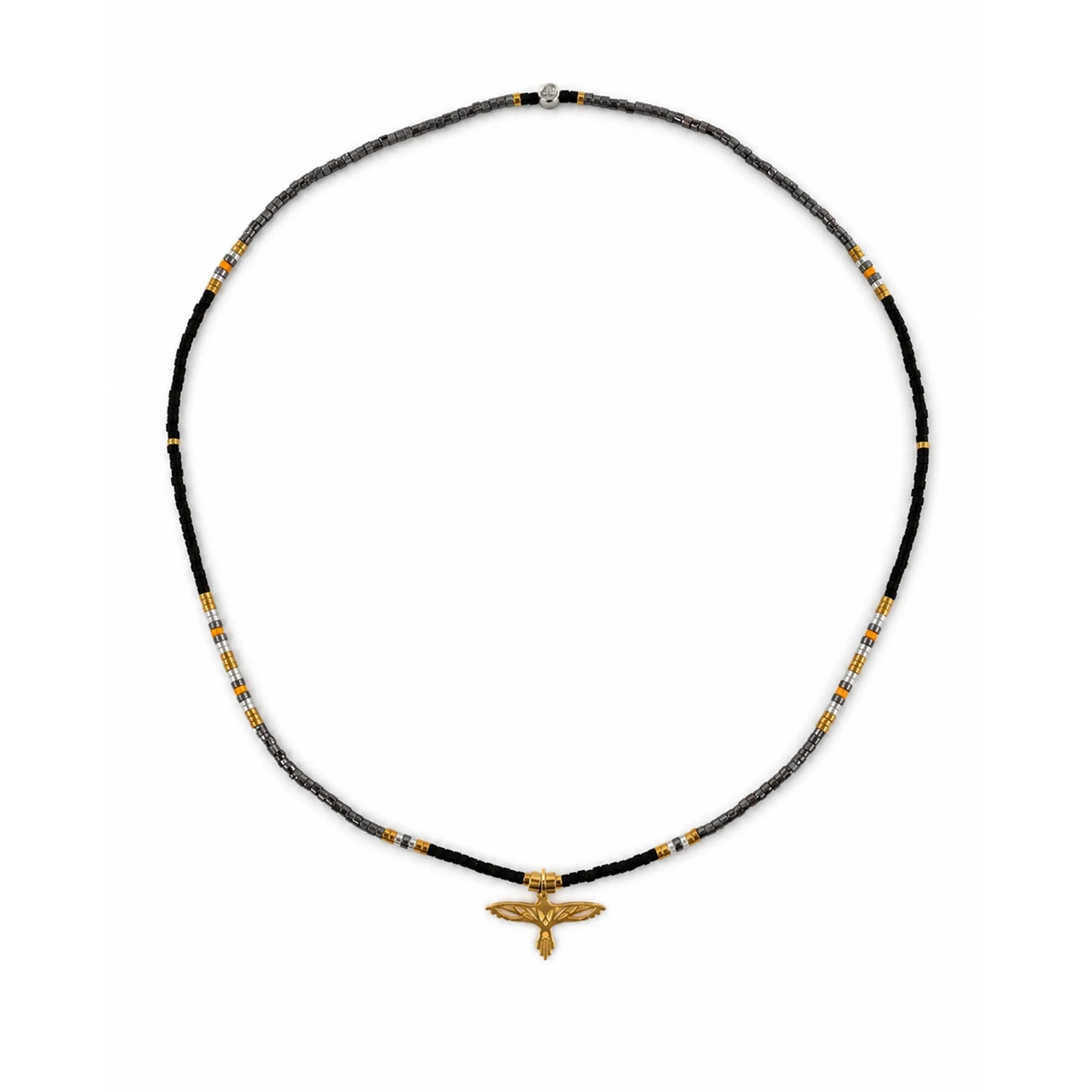 collier / bracelet EAGLE - Noir & Métal - Têtes Blondes