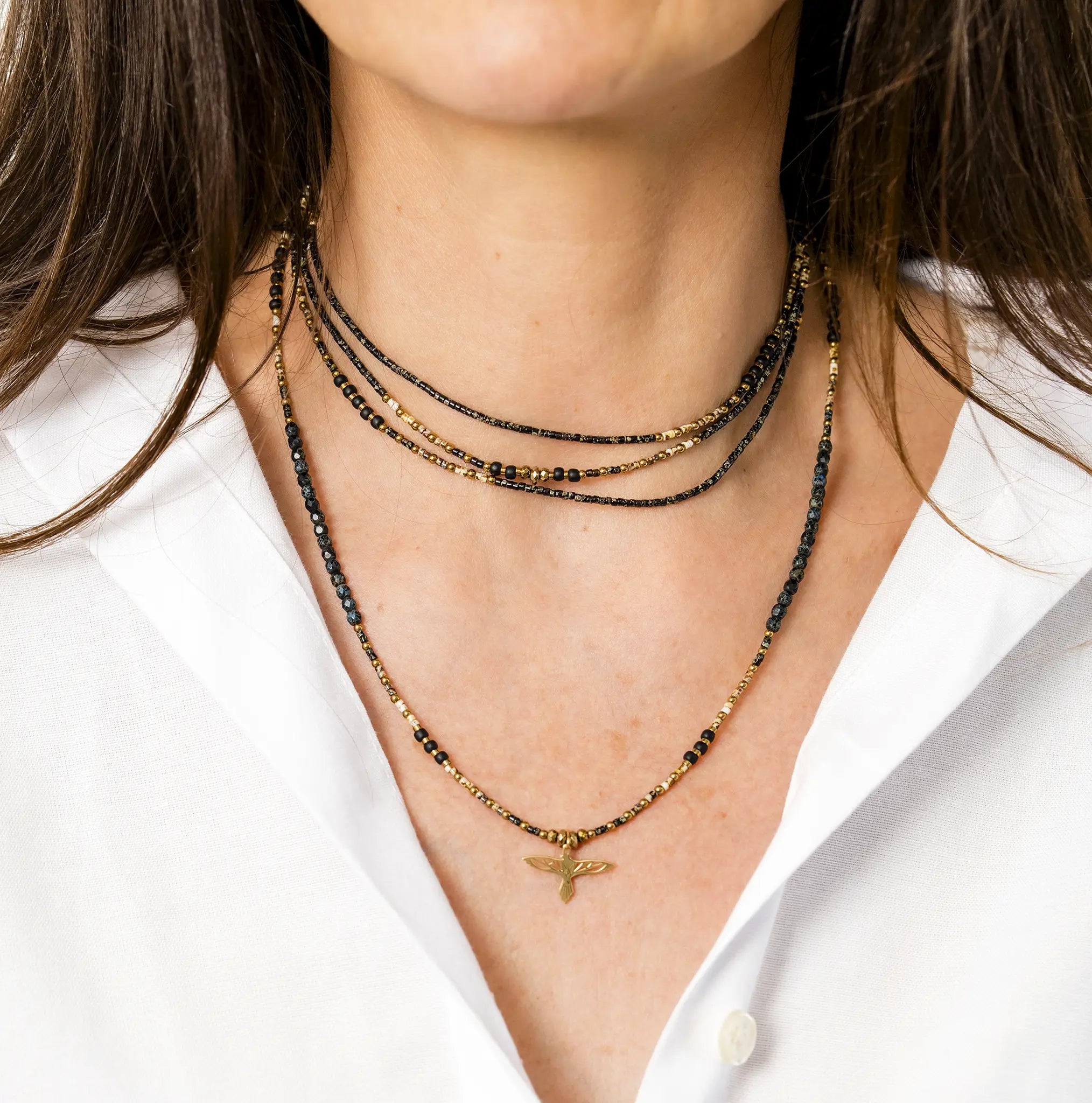 collier / bracelet EAGLE SLIM 6 - Noir Rock - Têtes Blondes