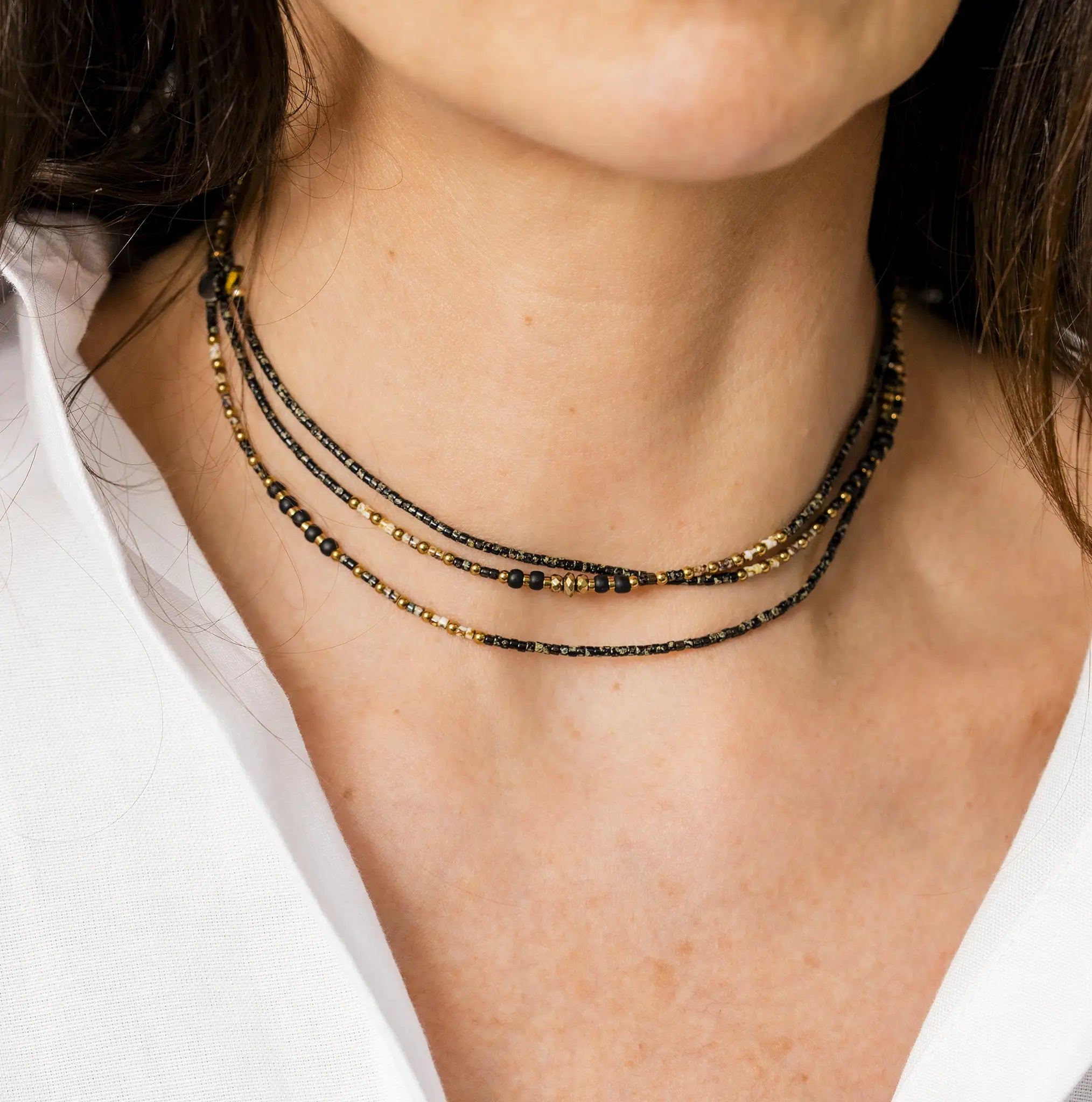 collier / bracelet EAGLE SLIM 6 - Noir Rock - Têtes Blondes