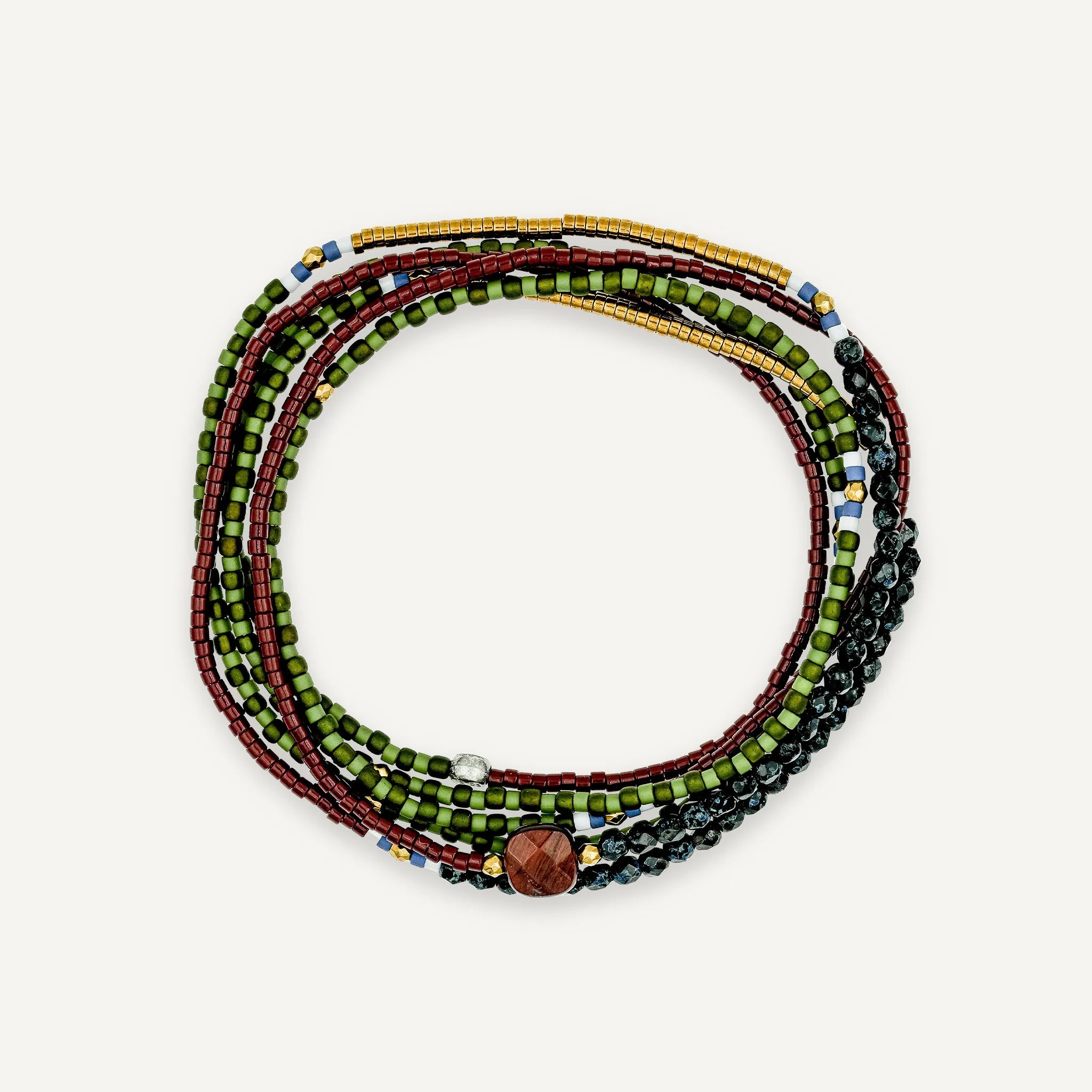 collier / bracelet FUSION - Vert & Bordeaux - Têtes Blondes