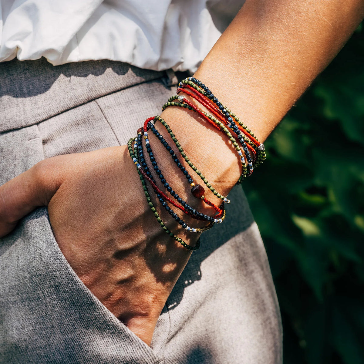 collier / bracelet FUSION - Vert & Bordeaux - Têtes Blondes