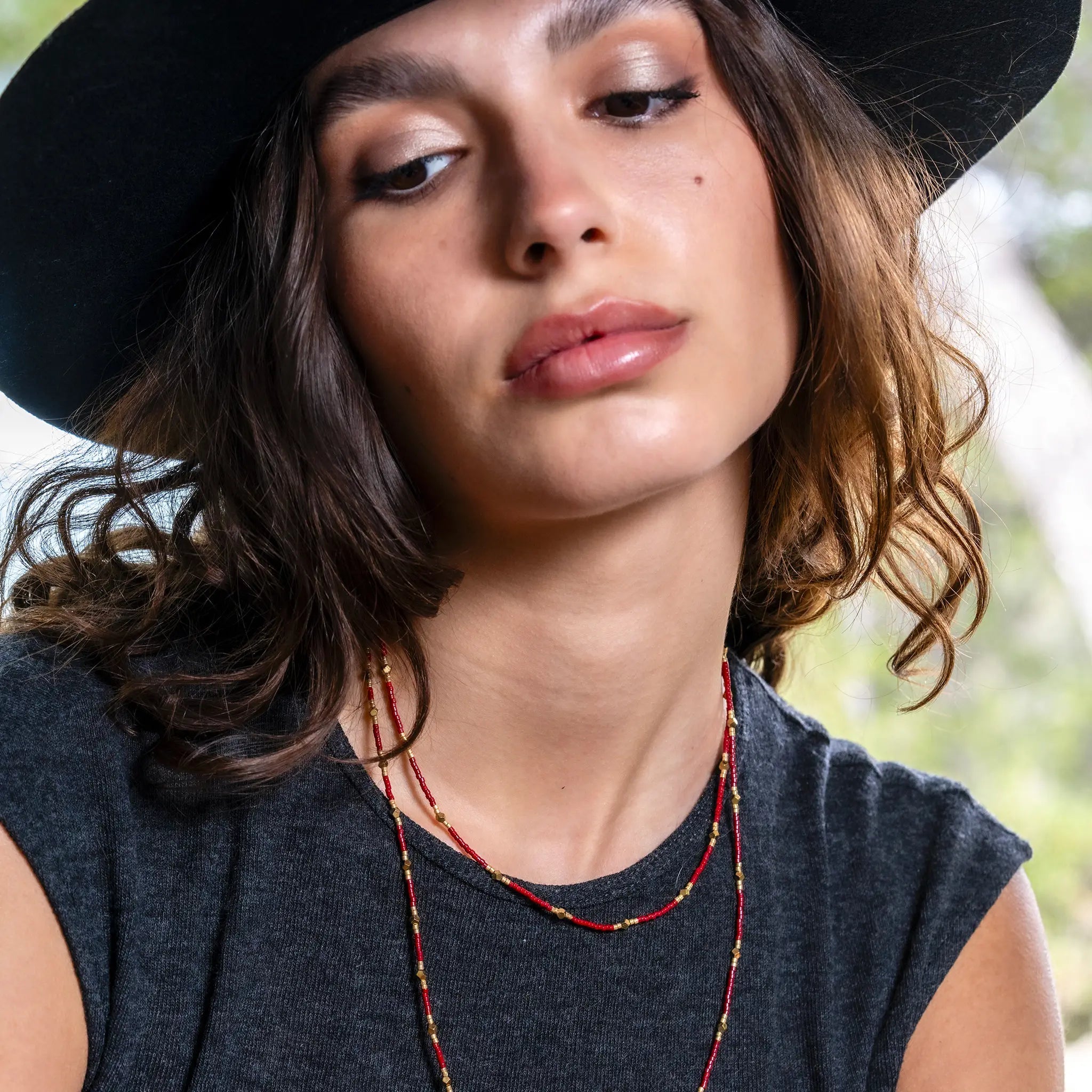 collier / bracelet GATSBY - Rouge Cerise - Têtes Blondes