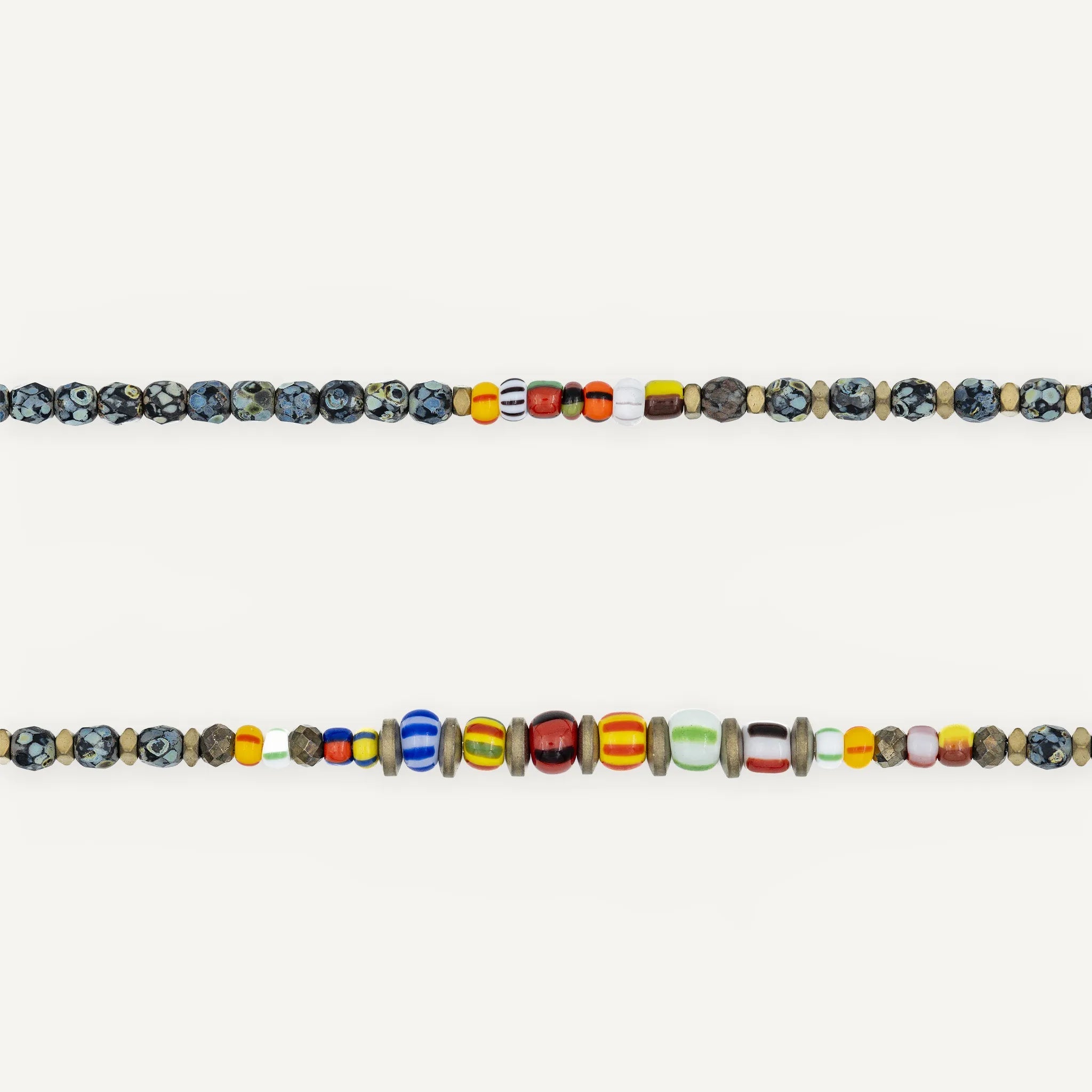 collier / bracelet GENTLEMAN 5 - Noir Rock Rocaille - Têtes Blondes