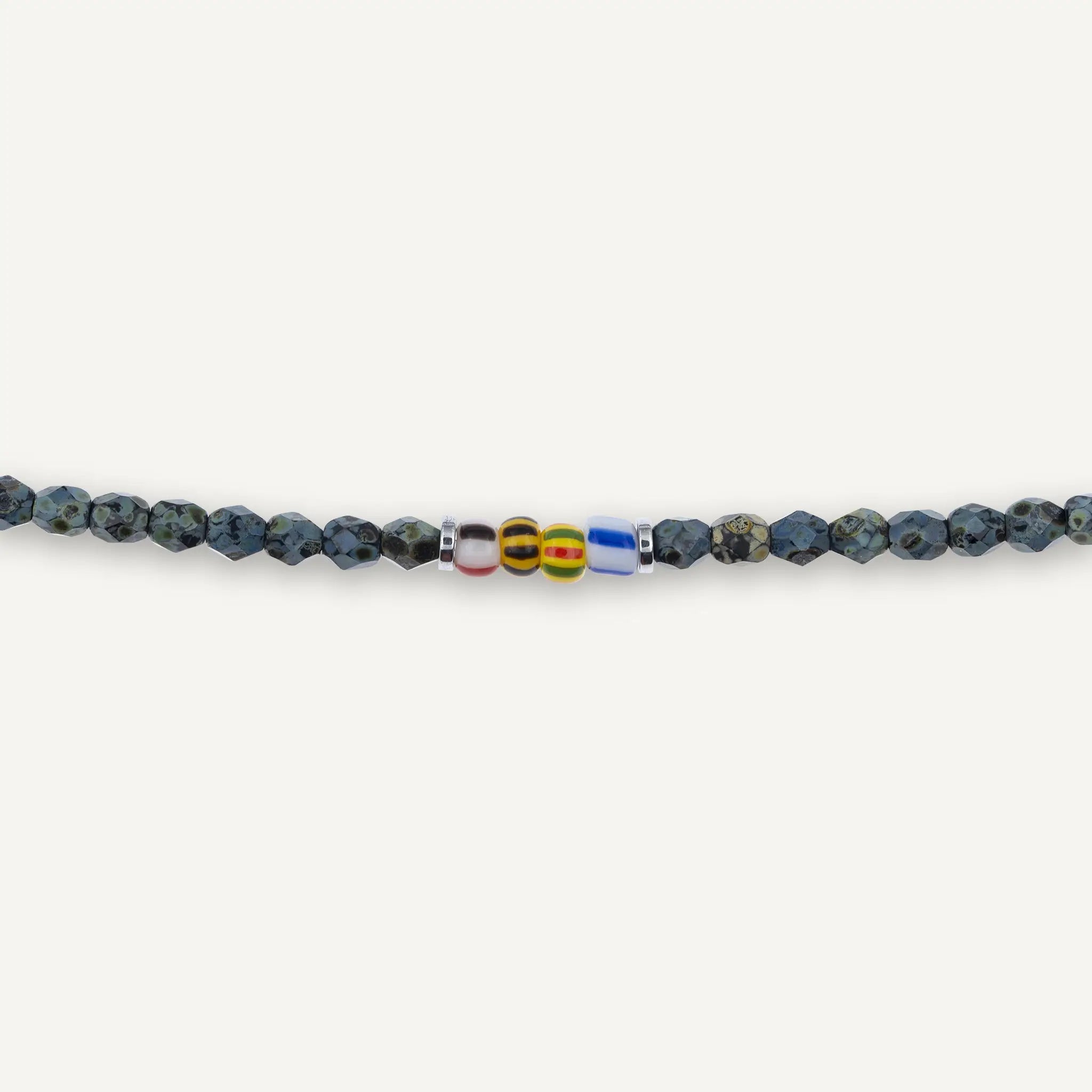 collier / bracelet GENTLEMAN - Noir Rock Rocaille - Têtes Blondes