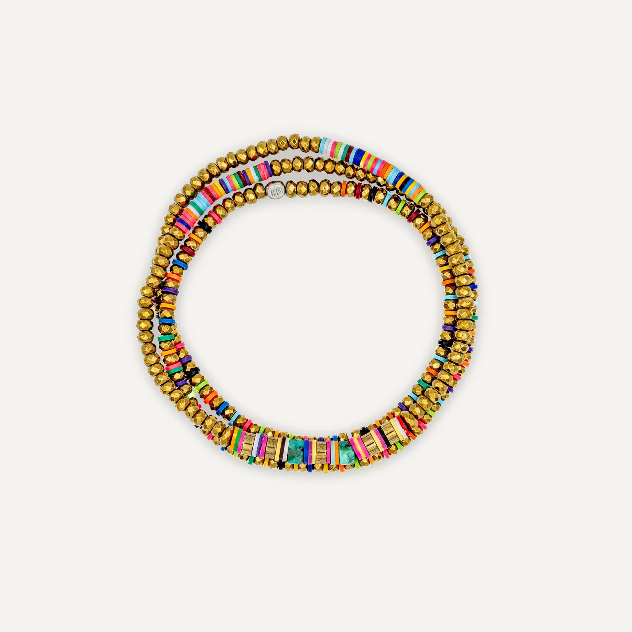 collier / bracelet HAPPY 3 - Gold & Multicolore - Têtes Blondes