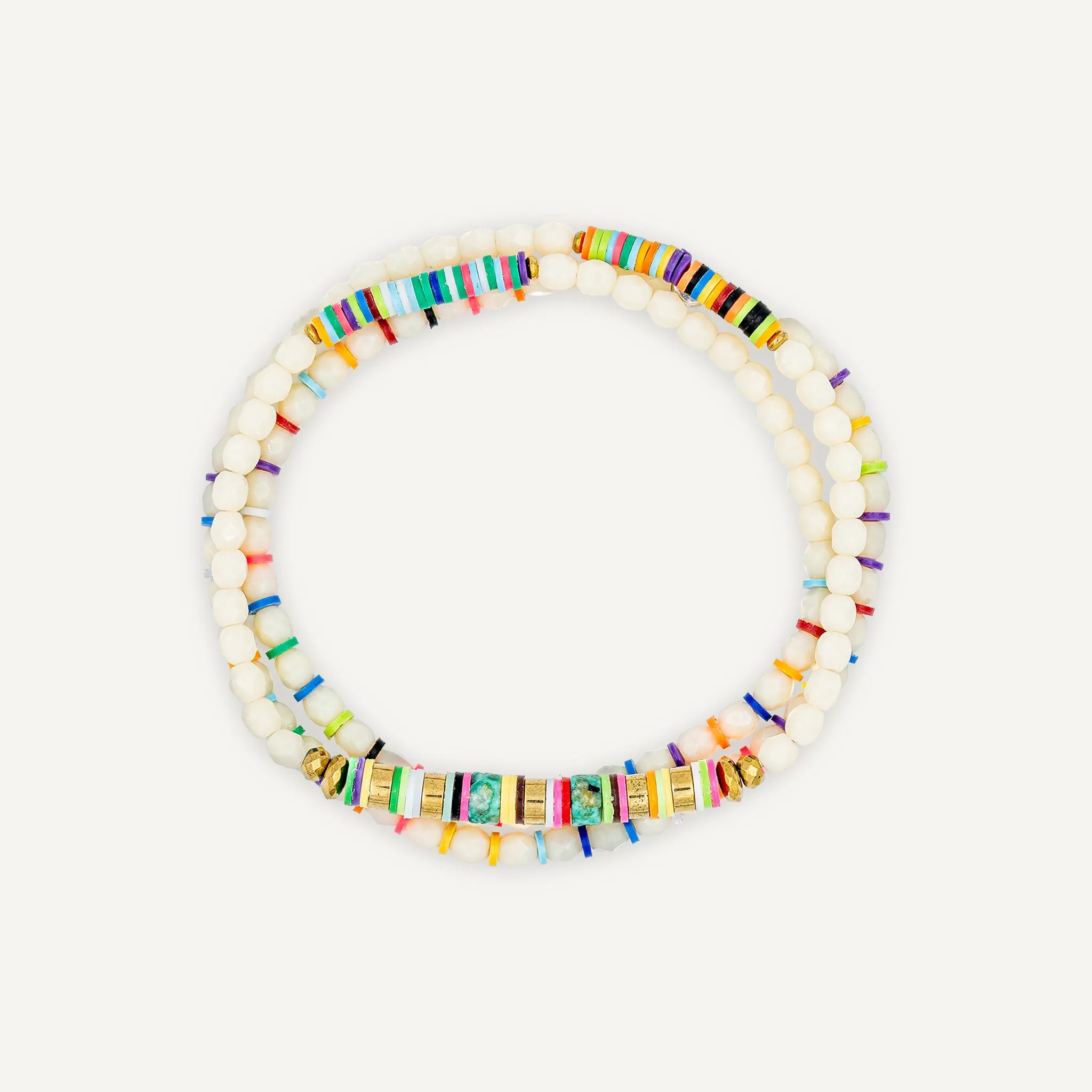 collier / bracelet HAPPY 3 - Vanille & Multicolore - Têtes Blondes