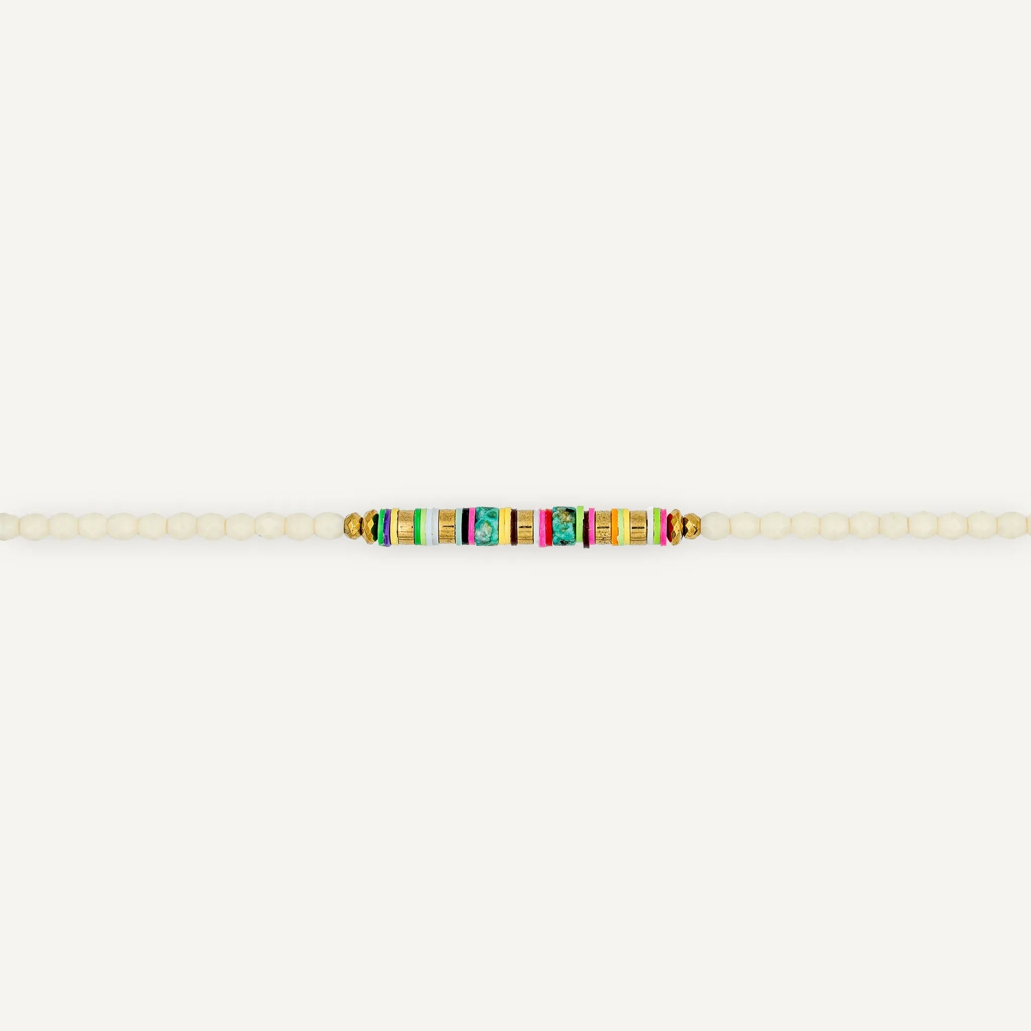 collier / bracelet HAPPY 3 - Vanille & Multicolore - Têtes Blondes