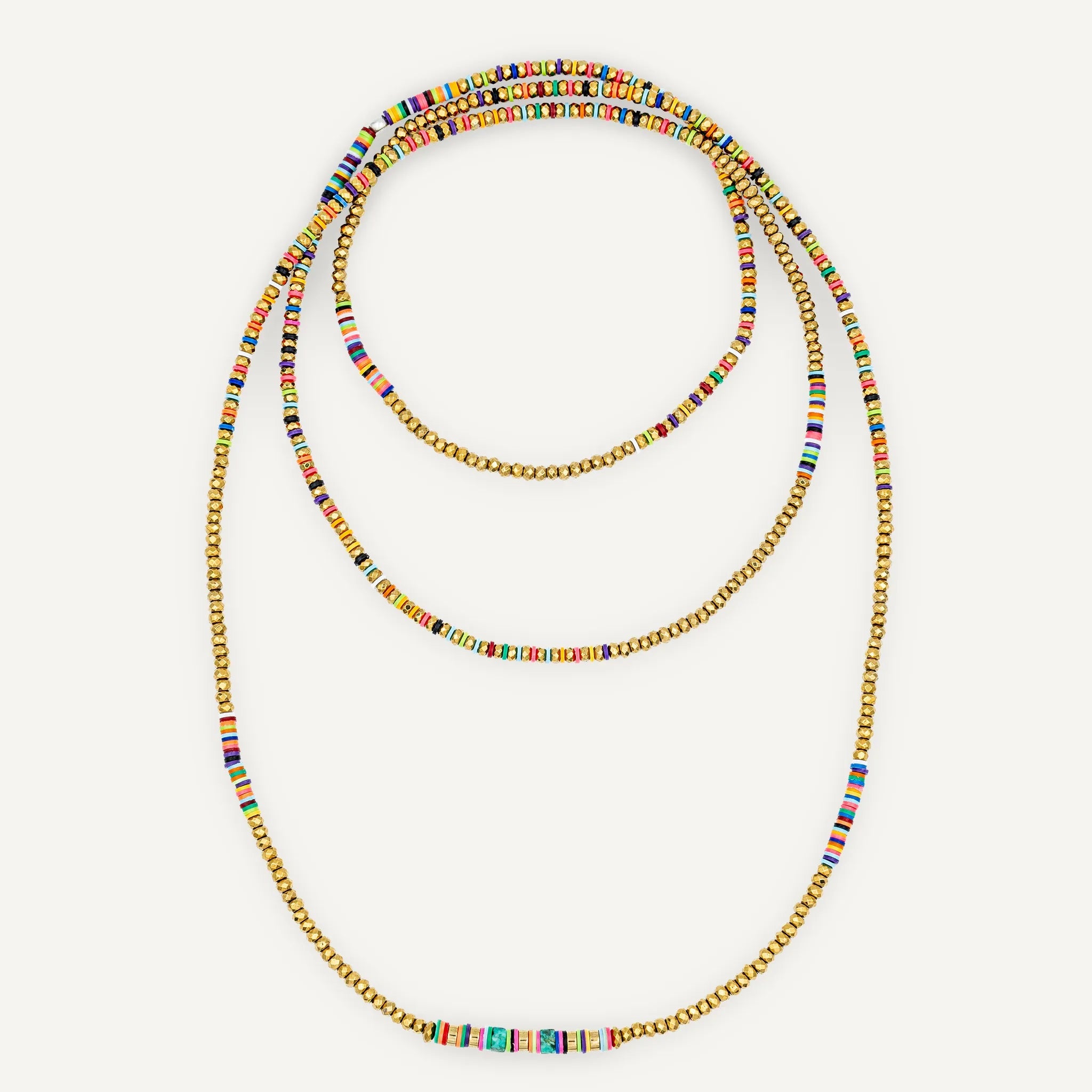 collier / bracelet HAPPY 6 - Gold & Multicolore - Têtes Blondes