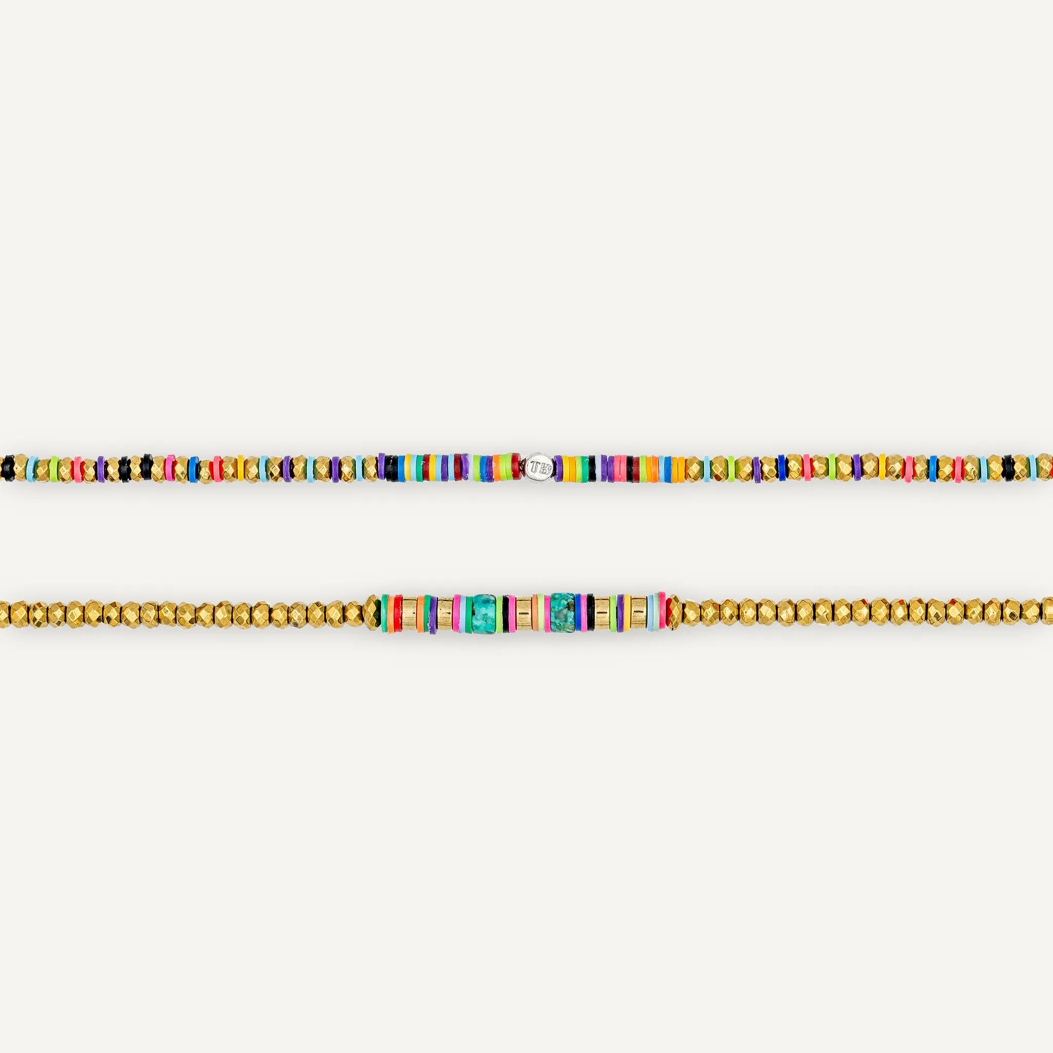 collier / bracelet HAPPY 6 - Gold & Multicolore - Têtes Blondes