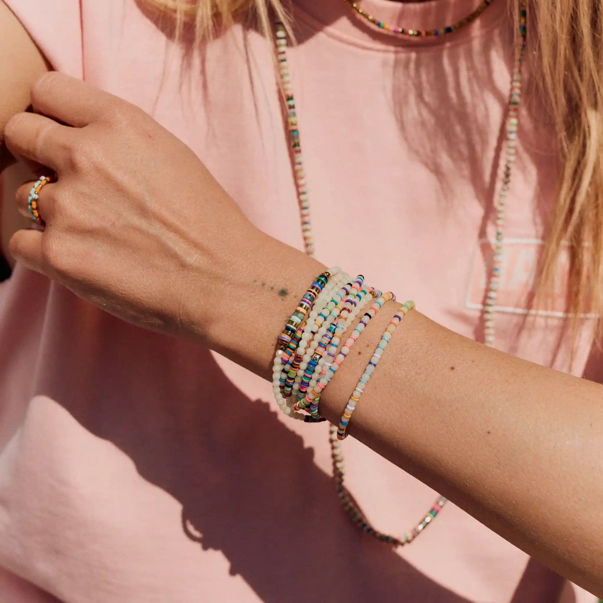 collier / bracelet HAPPY 6 - Vanille & Multicolore - Têtes Blondes