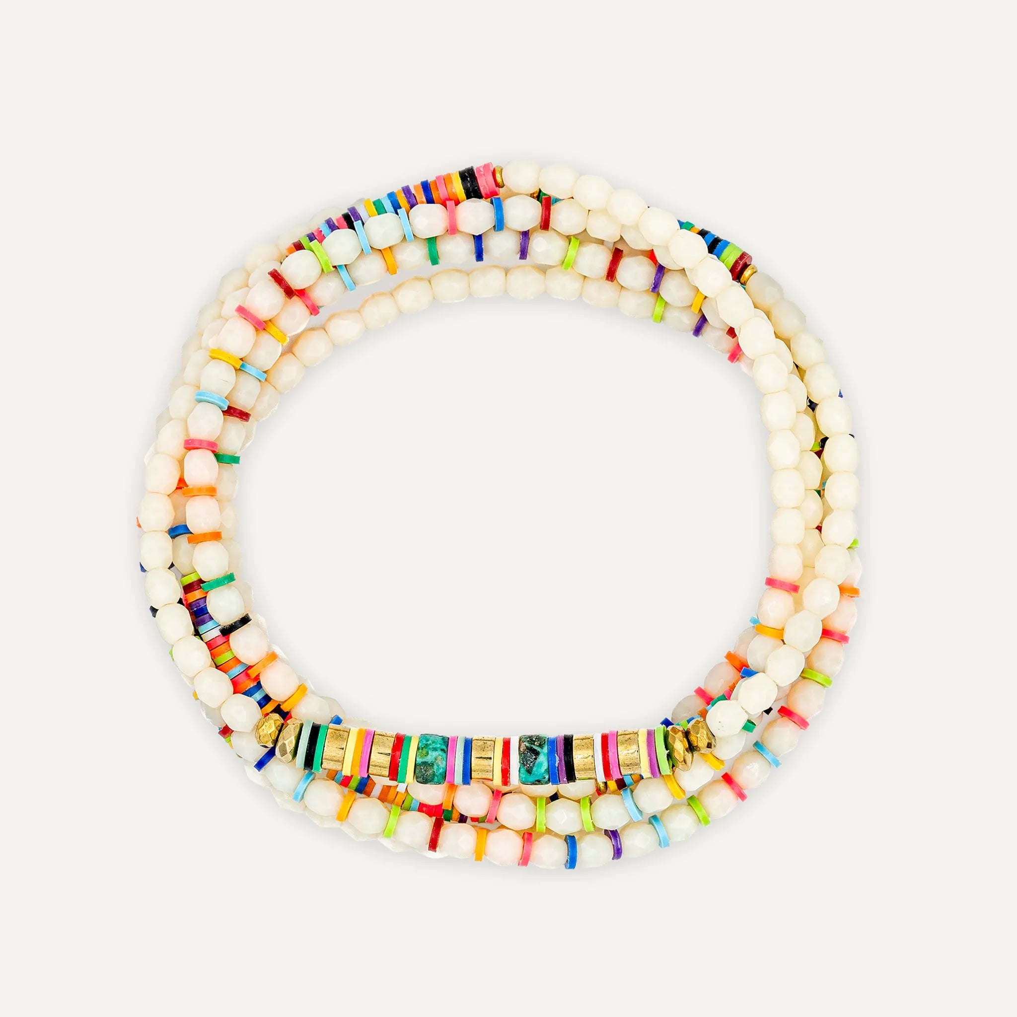 collier / bracelet HAPPY 6 - Vanille & Multicolore - Têtes Blondes