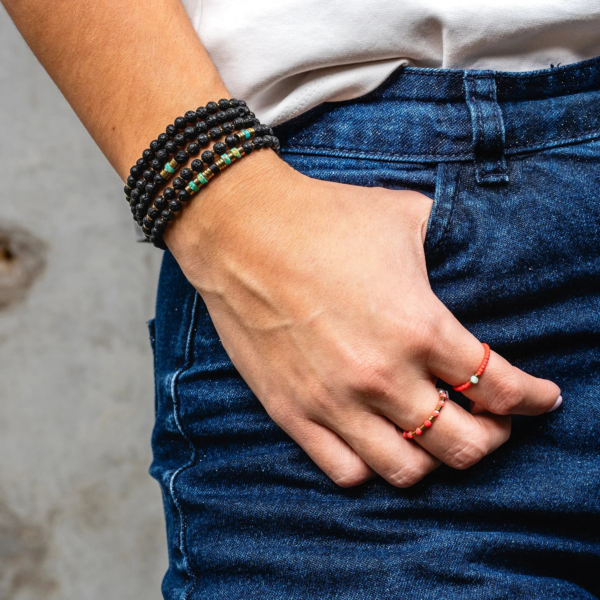 collier / bracelet IRAZU - Lave - Têtes Blondes