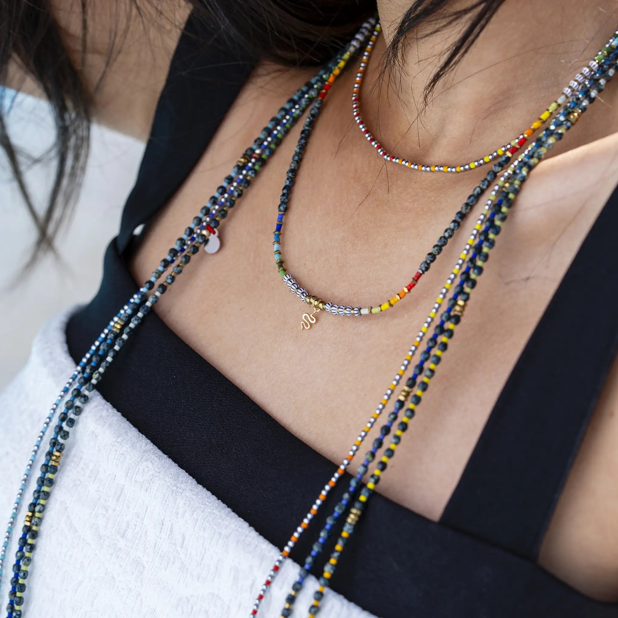 collier / bracelet IRIS 6 - Noir Rock - Têtes Blondes